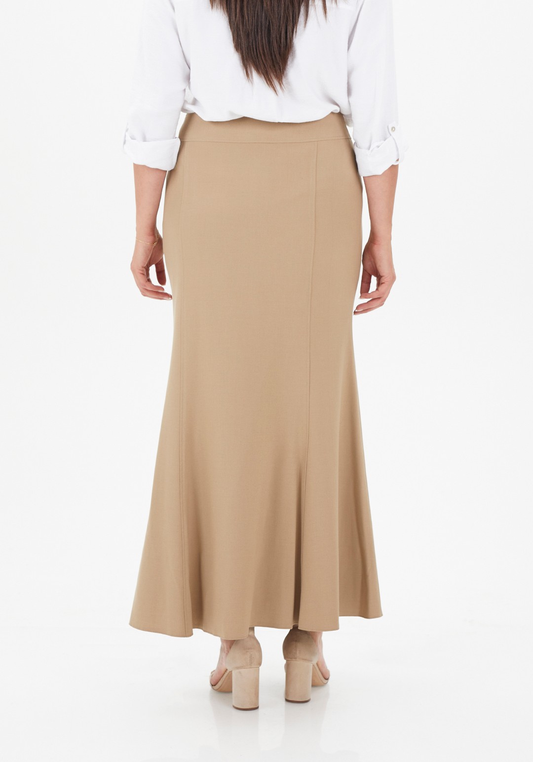 Mermaid-Style Maxi Skirt - Camel