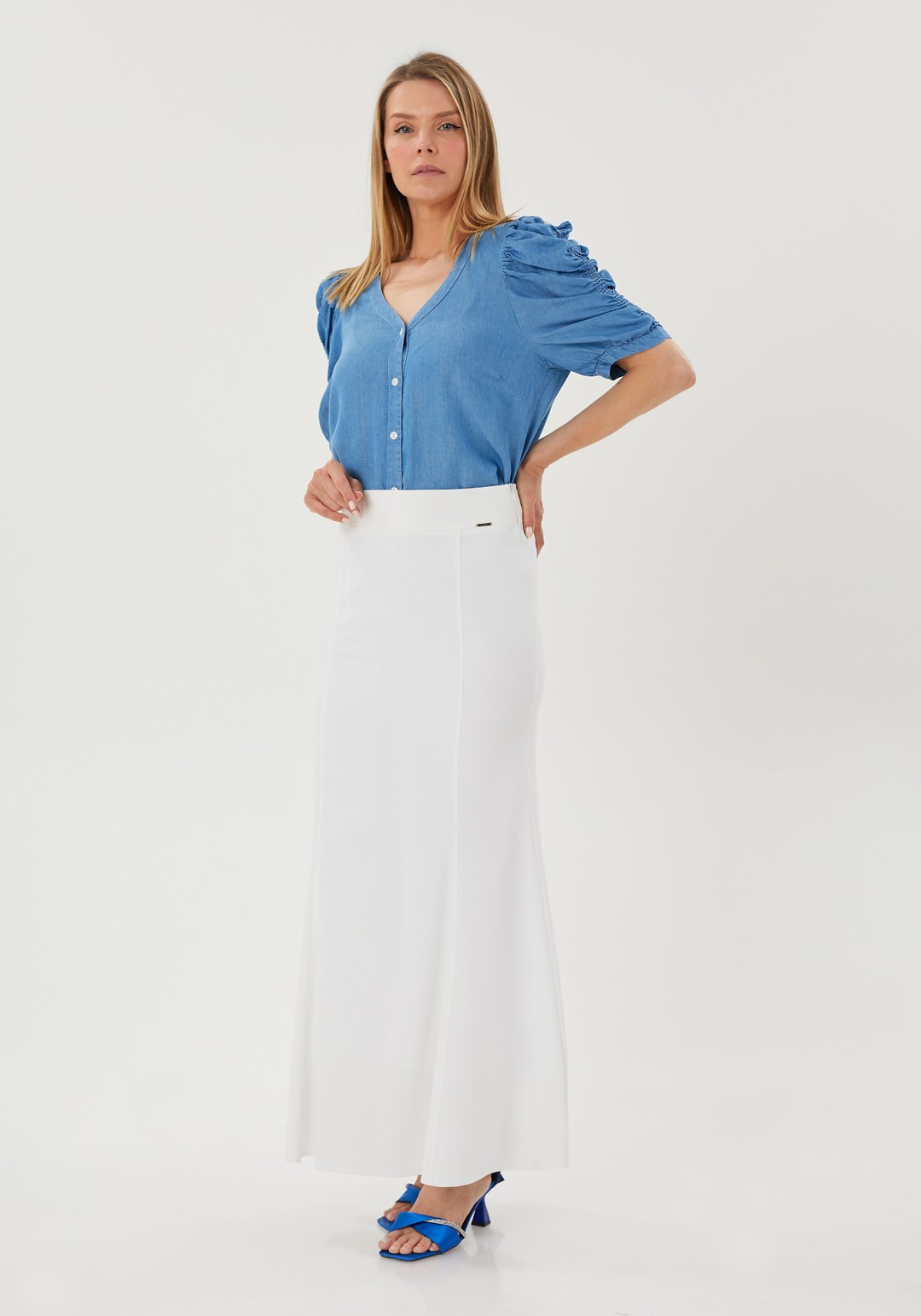 Mermaid-Style Maxi Skirt - WHITE