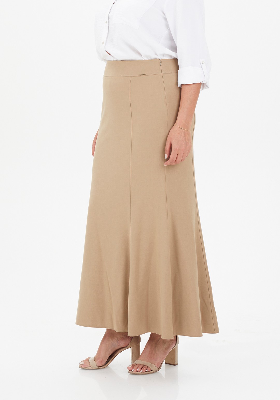 Mermaid-Style Maxi Skirt - Camel