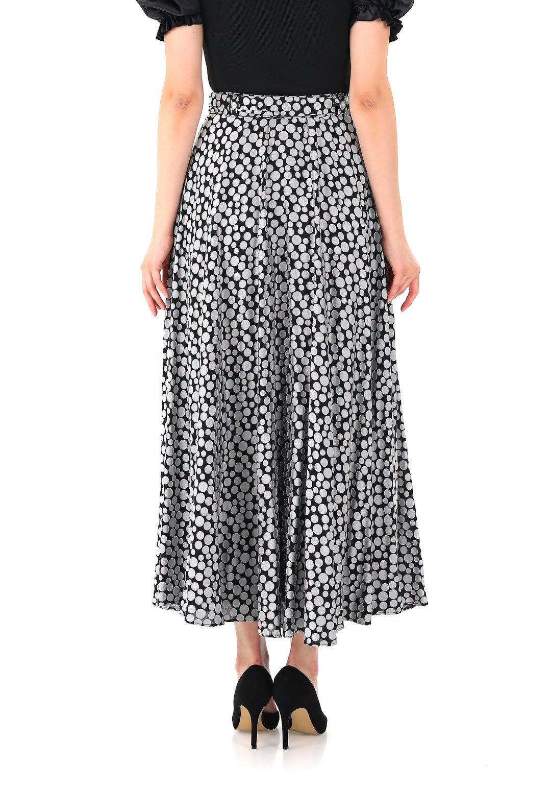 PREMİUM Yakma Puantiye Desenli Maxi(100cm) boy Etek