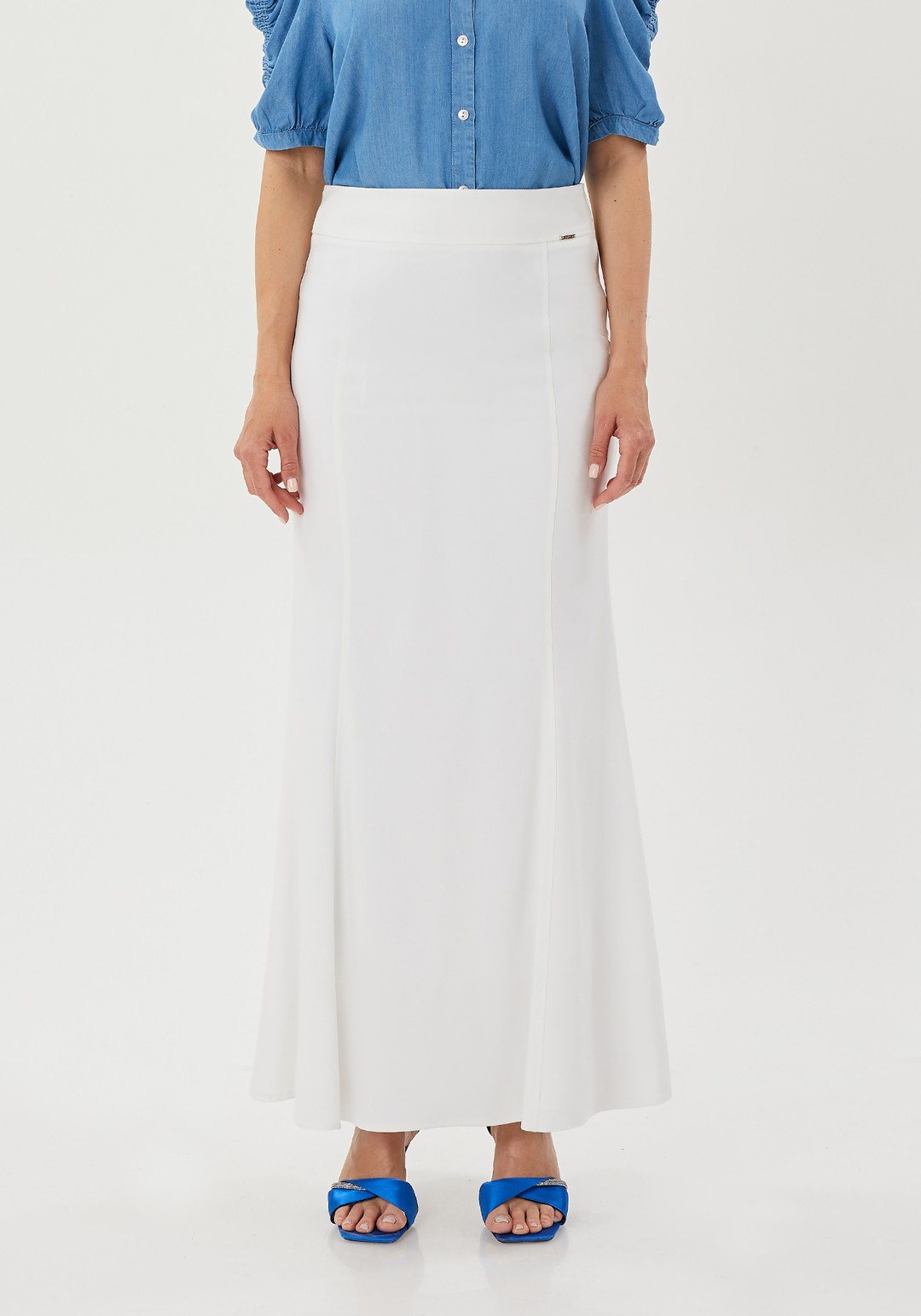 Mermaid-Style Maxi Skirt - WHITE