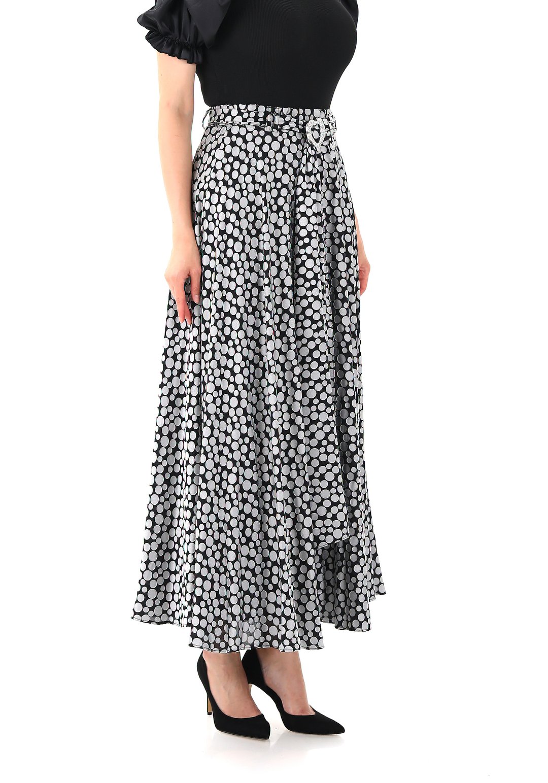 PREMİUM Yakma Puantiye Desenli Maxi(100cm) boy Etek