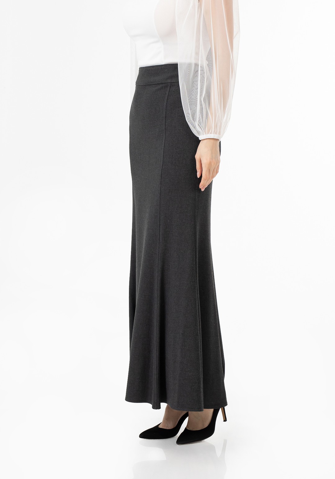 Mermaid-Style Maxi Skirt - ANTHRACITE