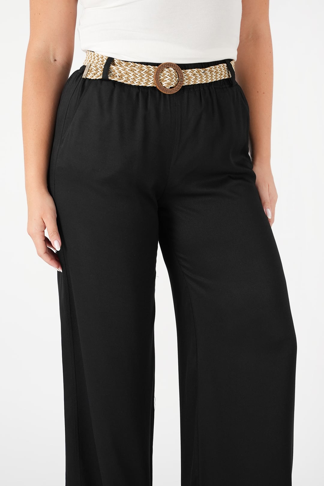 BELİ LASTİKLİ İNCE VİSKON PANTOLON