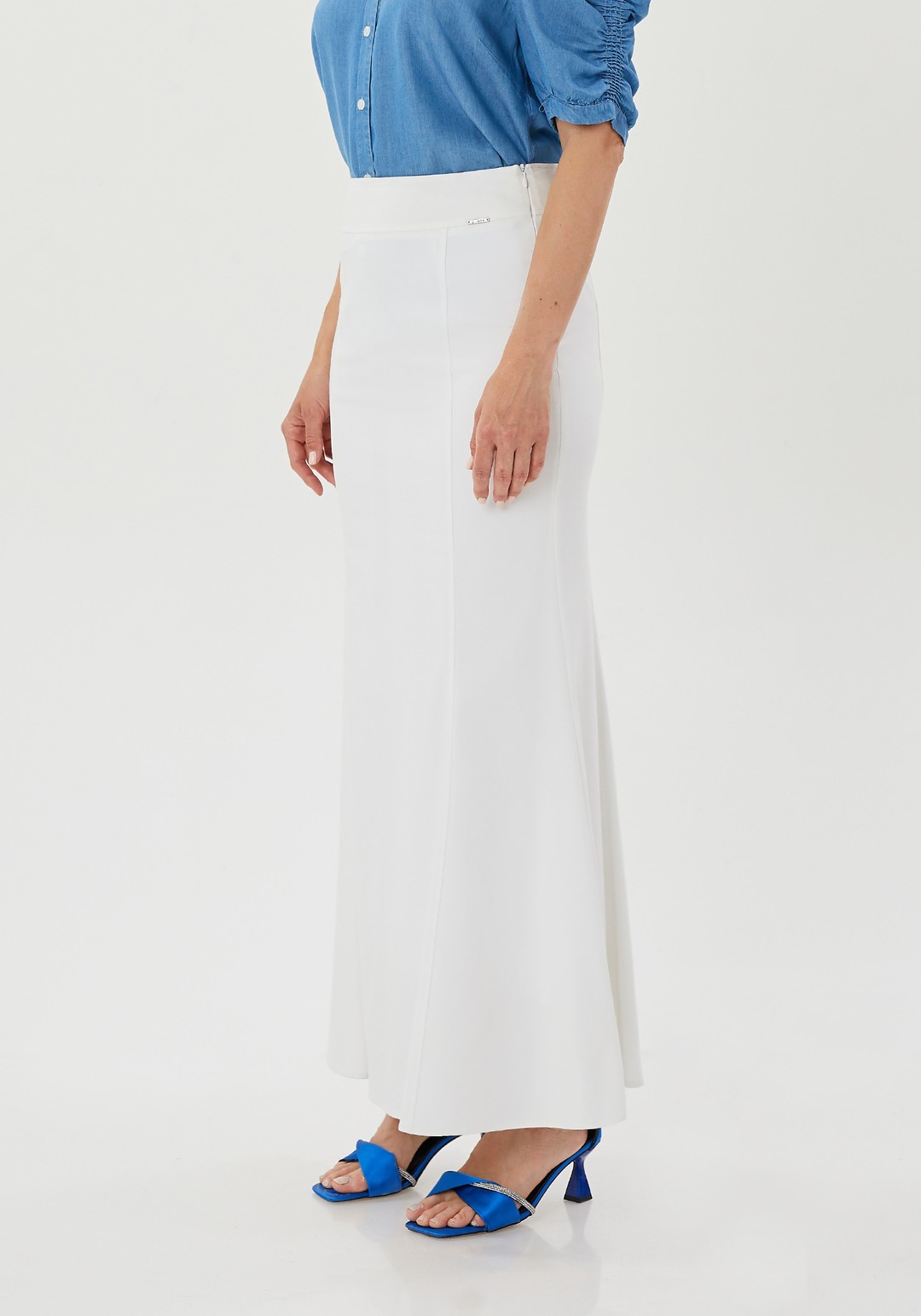 Mermaid-Style Maxi Skirt - WHITE