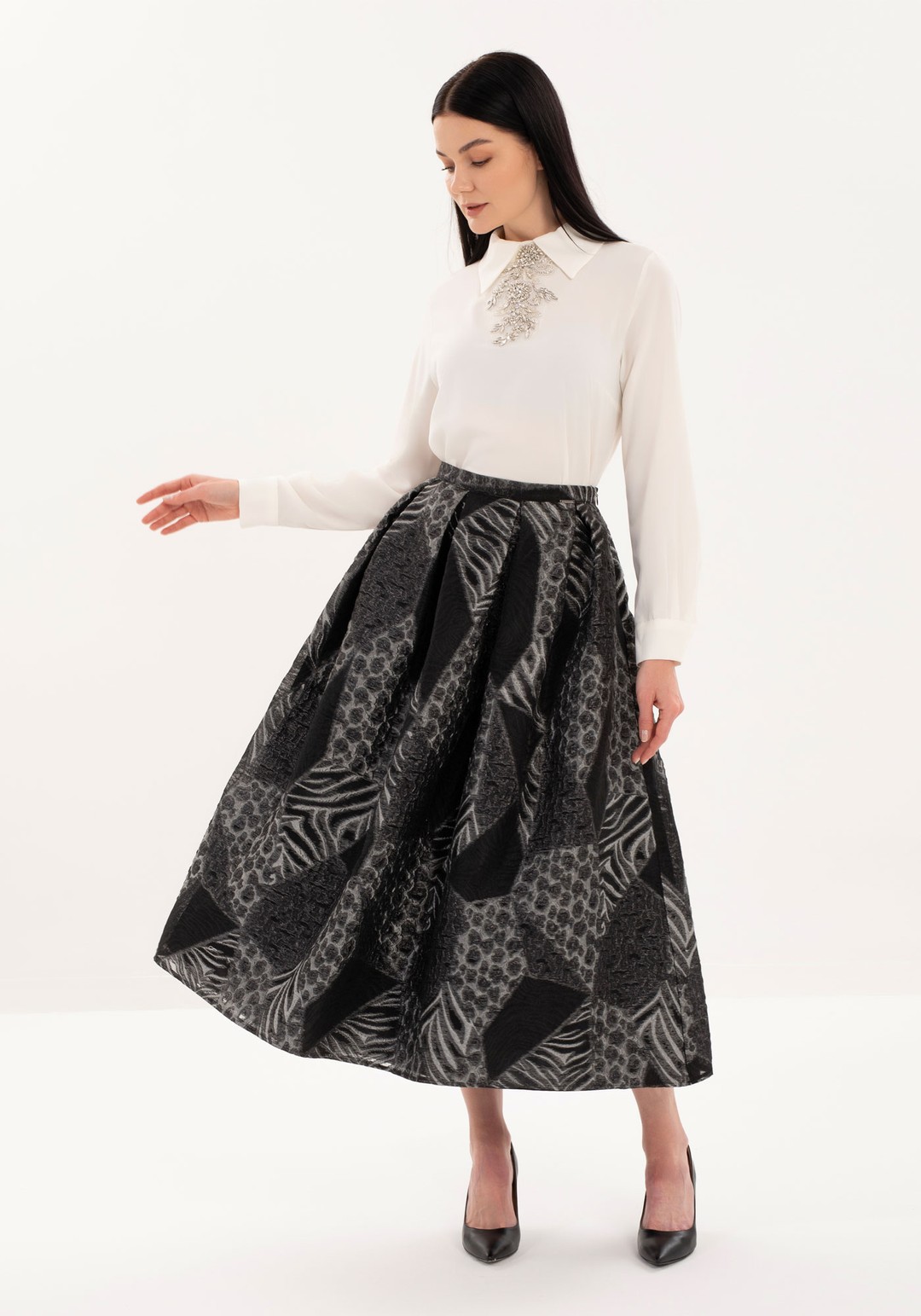 Guzella Premium Organza Pileli Midi (90cm) boy Prenses Etek