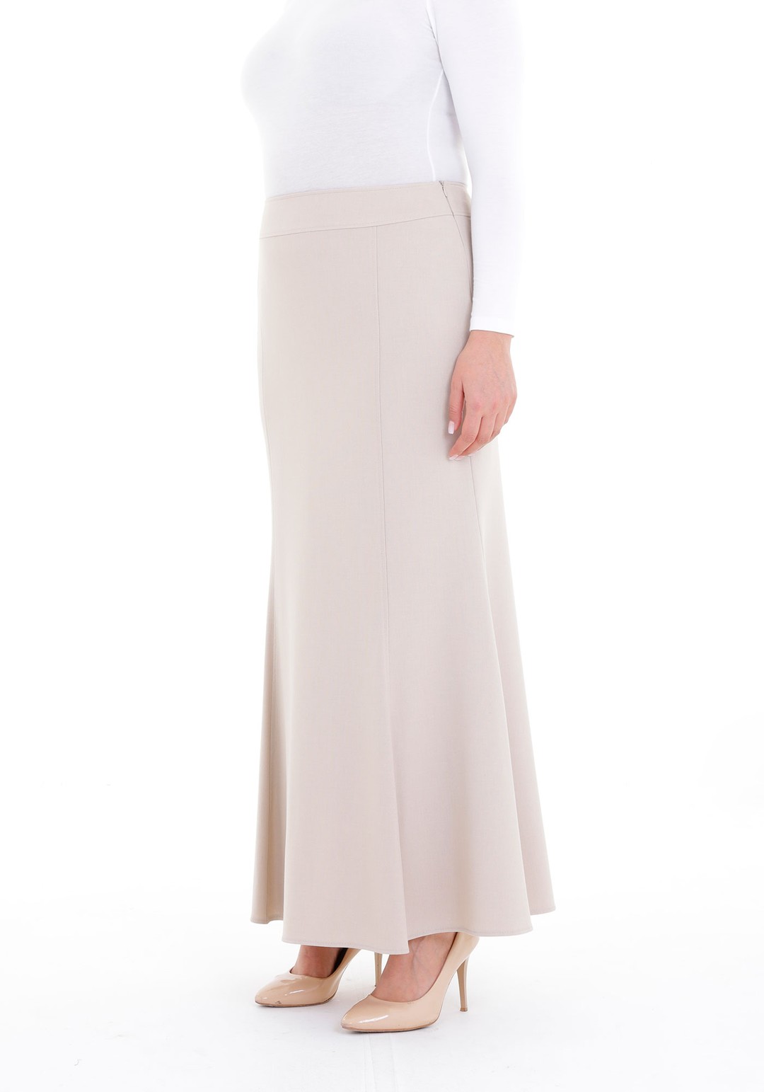 Mermaid-Style Maxi Skirt - STONE