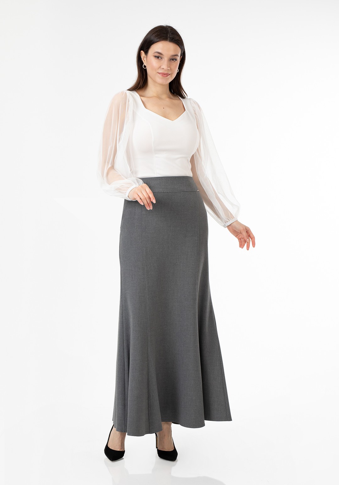 Mermaid-Style Maxi Skirt - GREY