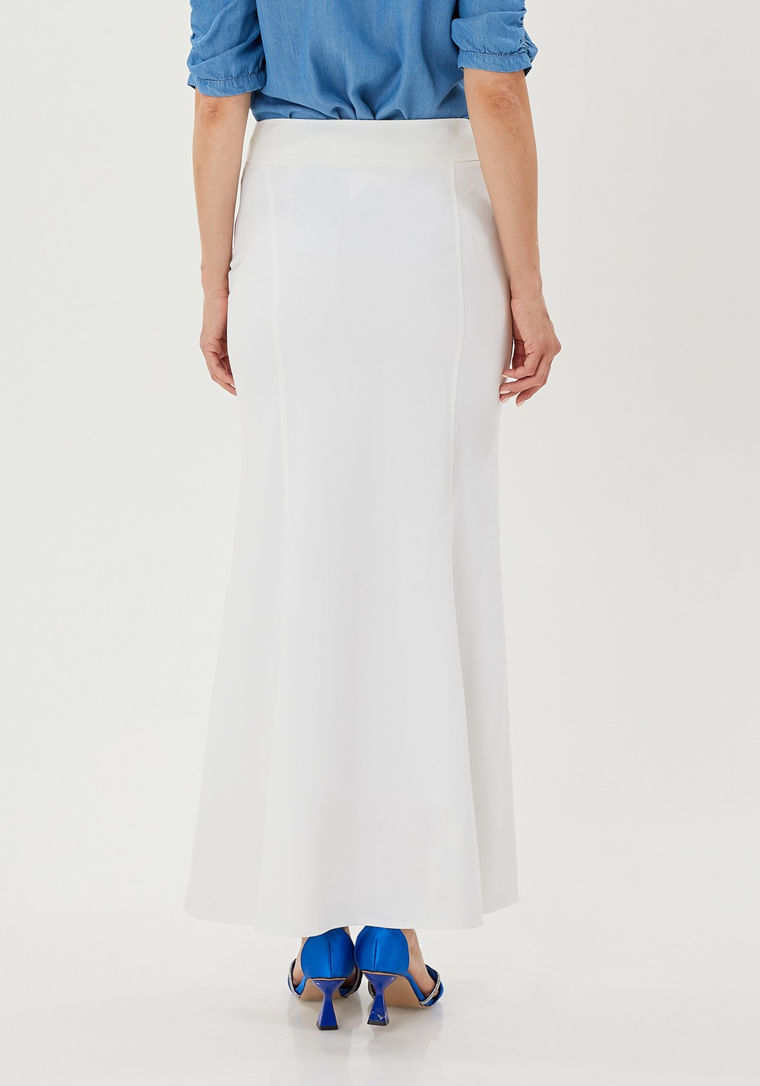 Mermaid-Style Maxi Skirt - WHITE