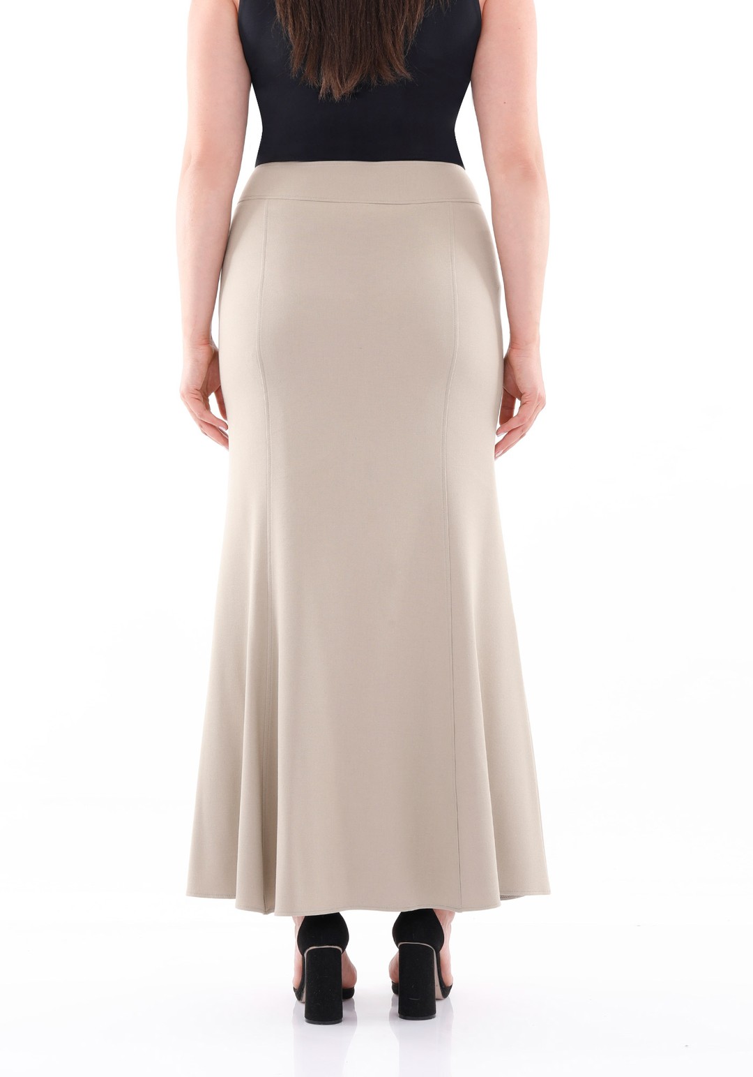 Mermaid-Style Maxi Skirt - BEIGE