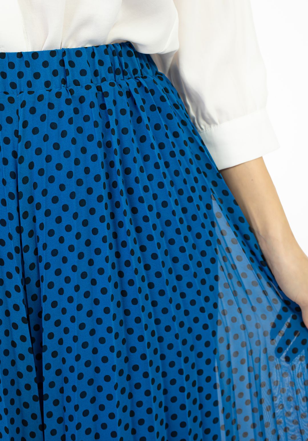 Maxi Boy Puantiyeli Pilise Şifon Pantolon - INDIGO