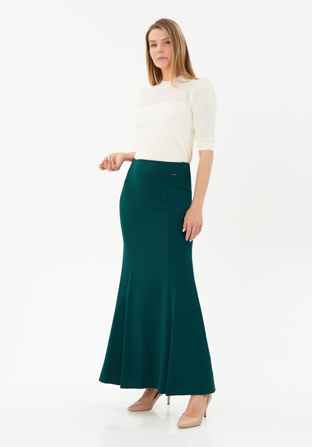 Mermaid-Style Maxi Skirt - GREEN