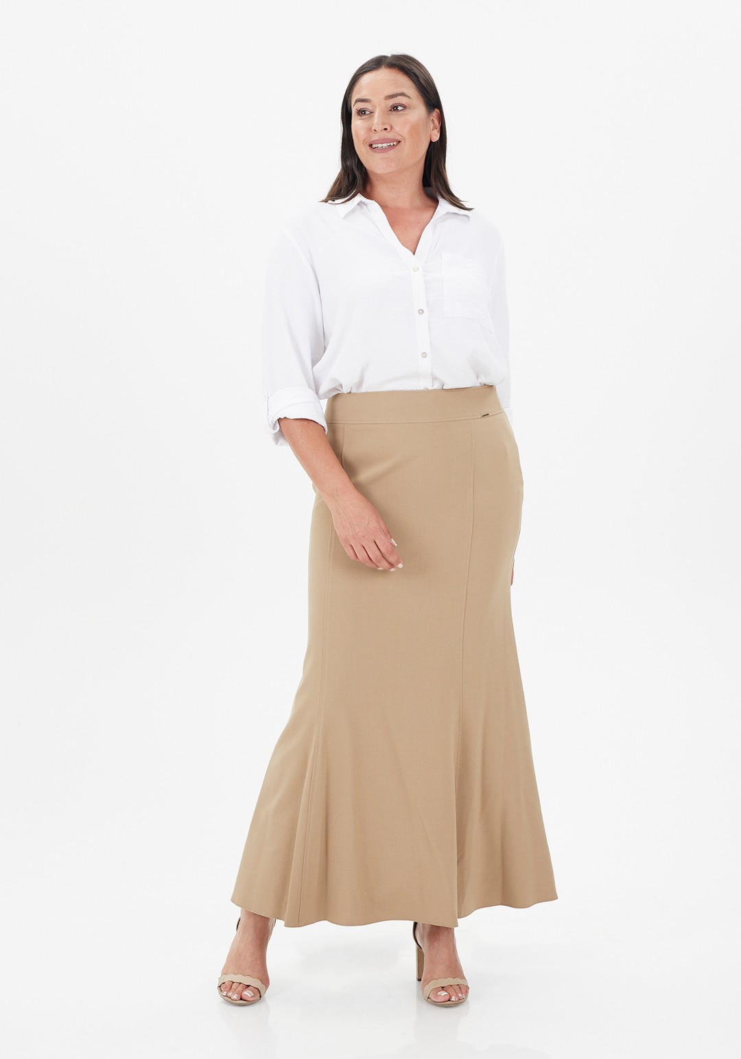 Mermaid-Style Maxi Skirt - Camel