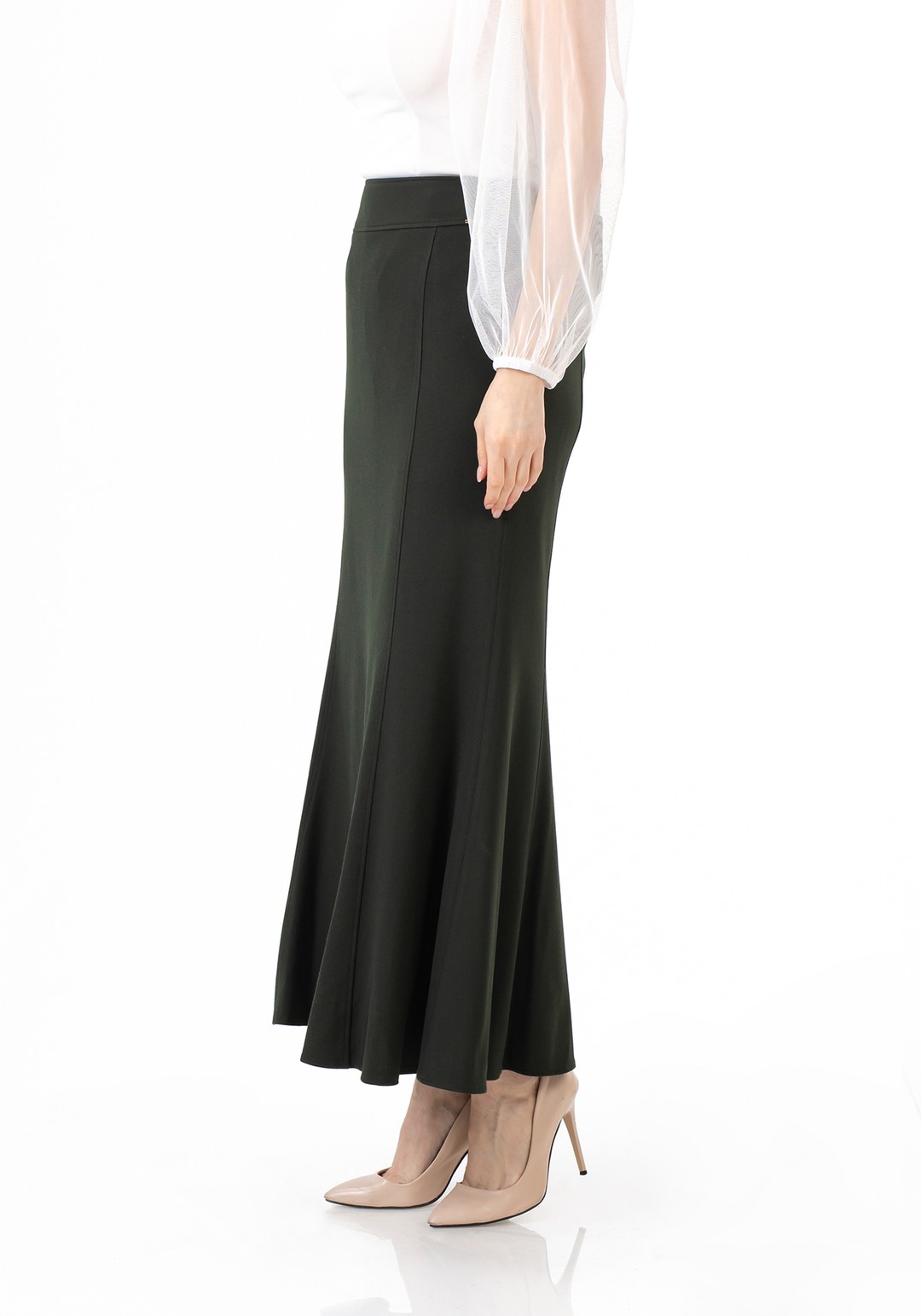 Mermaid-Style Maxi Skirt - KHAKI