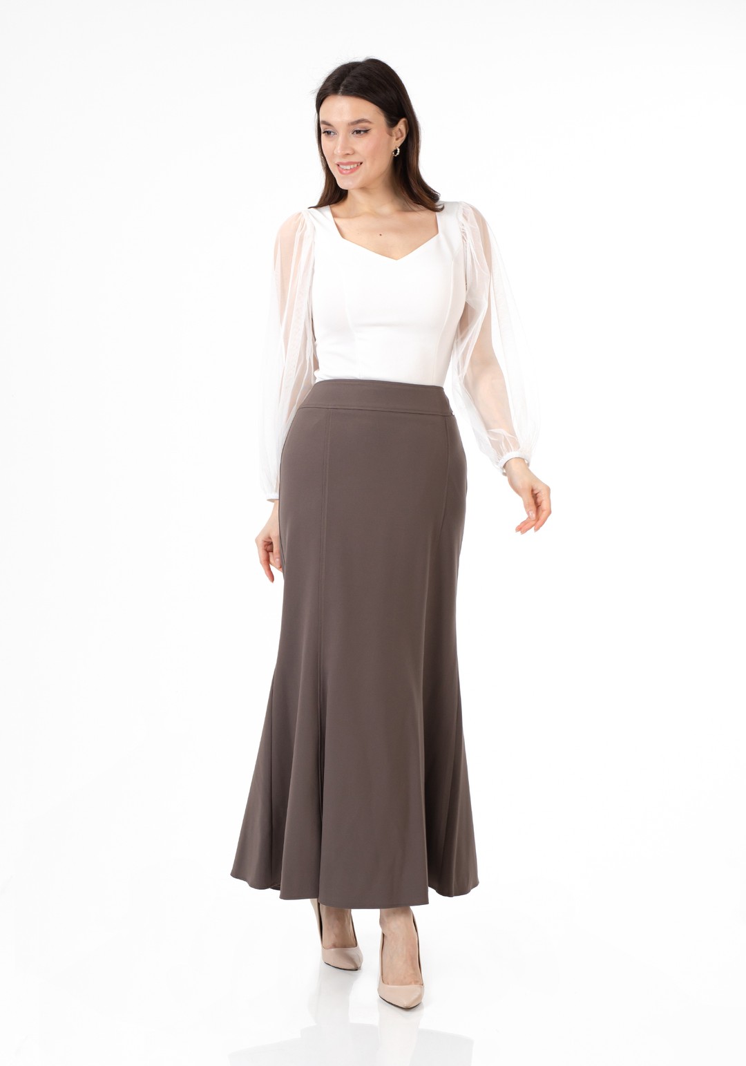 Mermaid-Style Maxi Skirt - MINK