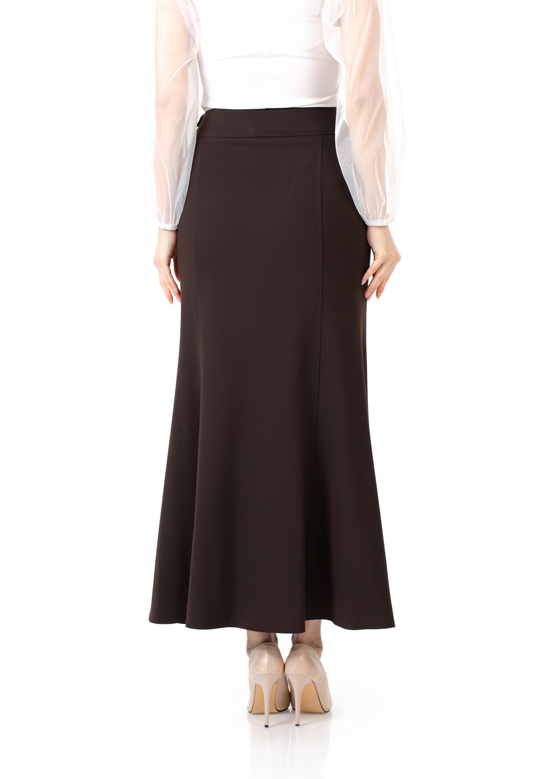 Mermaid-Style Maxi Skirt - BROWN