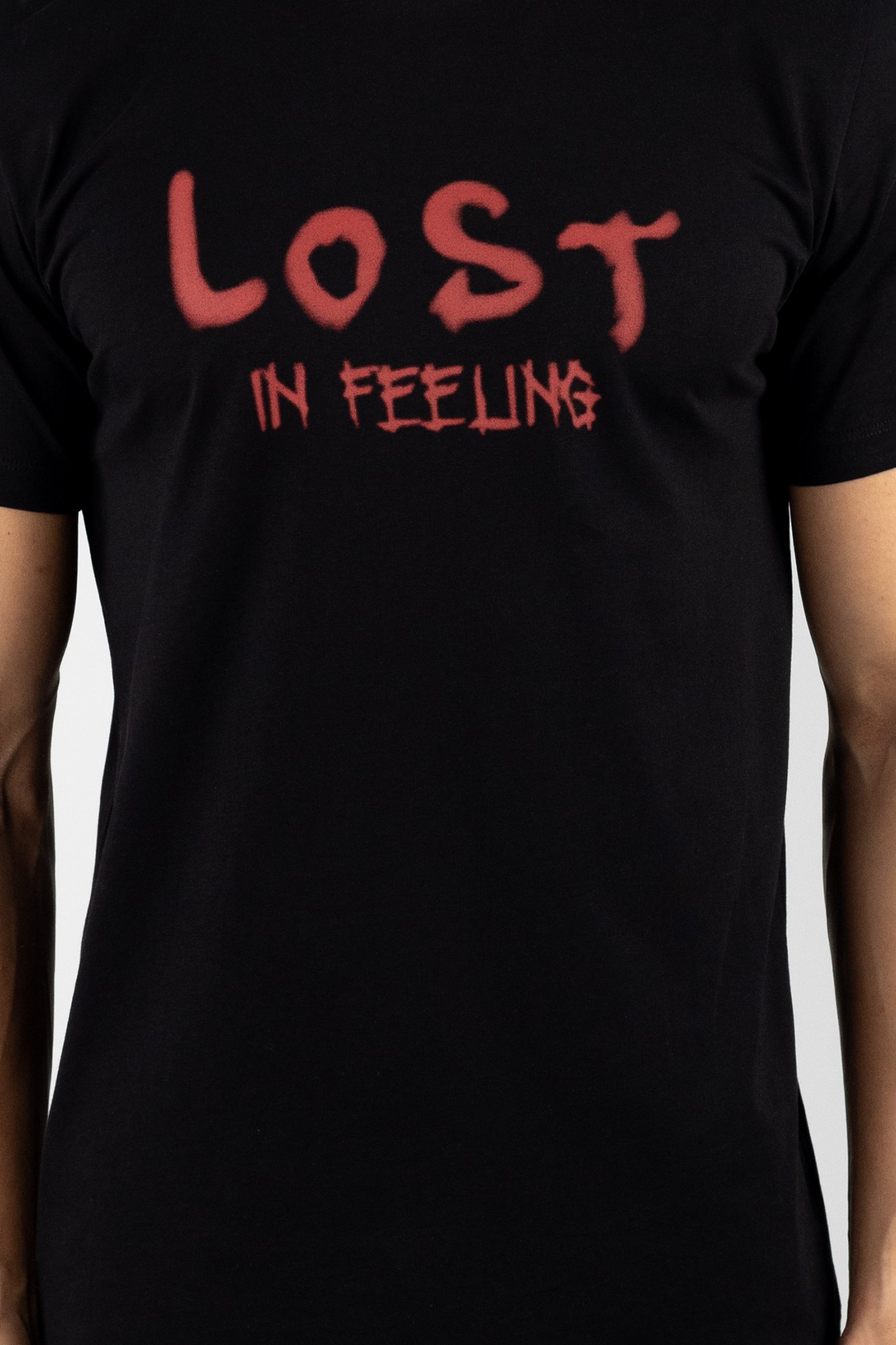 Siyah Lost In Feeling Baskılı T-Shirt 839