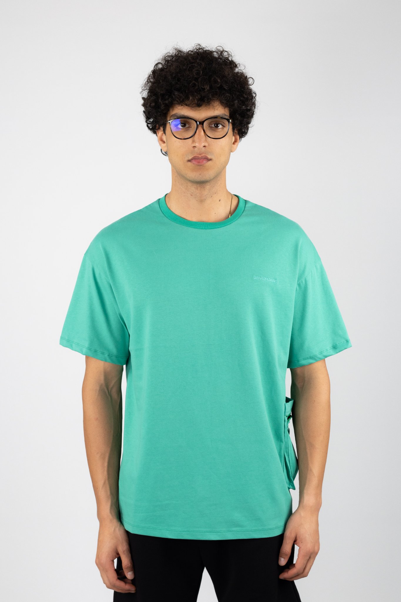 Yeşil Nakış İşlemeli Oversized T-Shirt 874