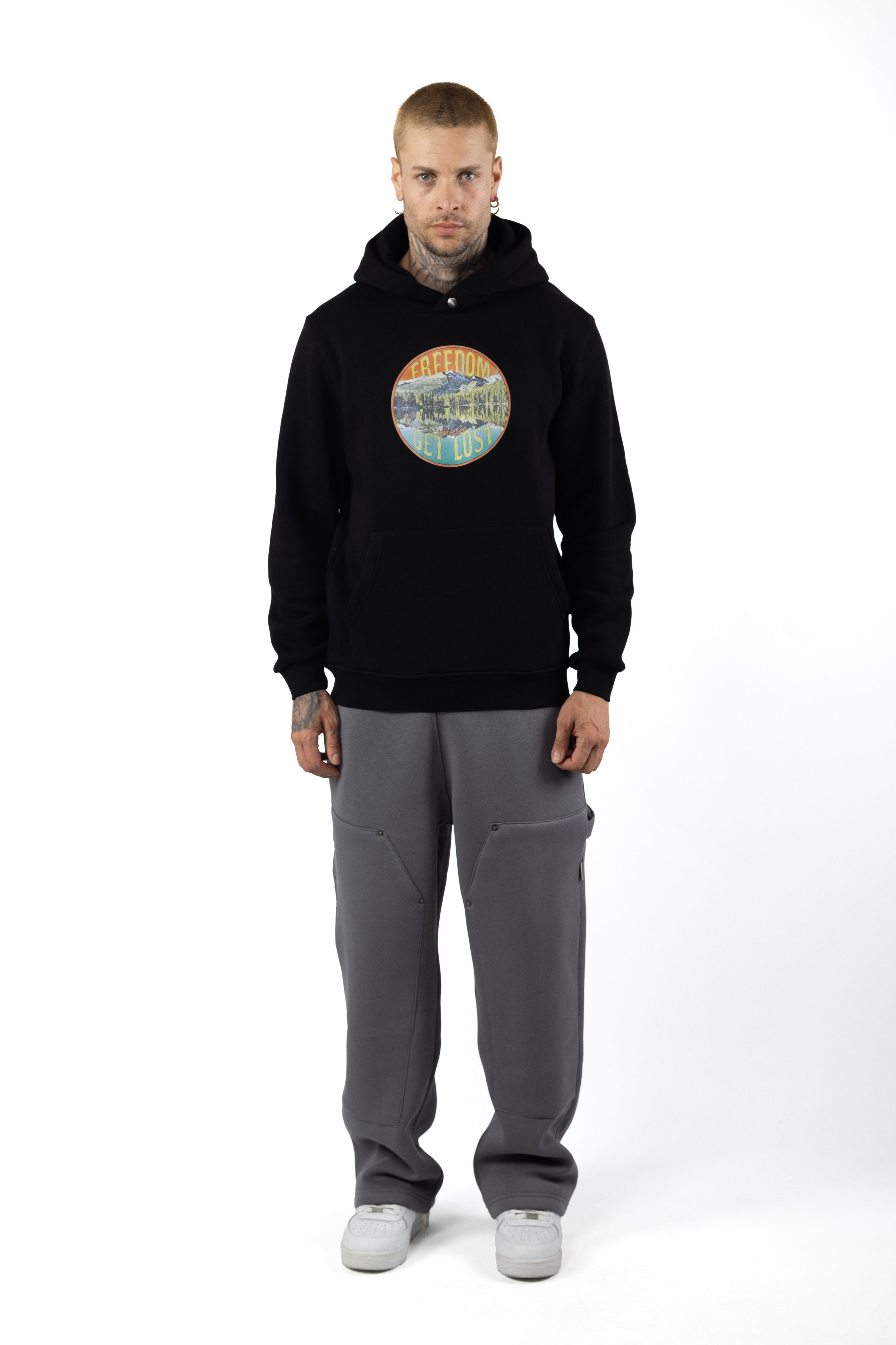 SAW/Freedom Baskılı Oversized Sweatshirt 1037 - Siyah