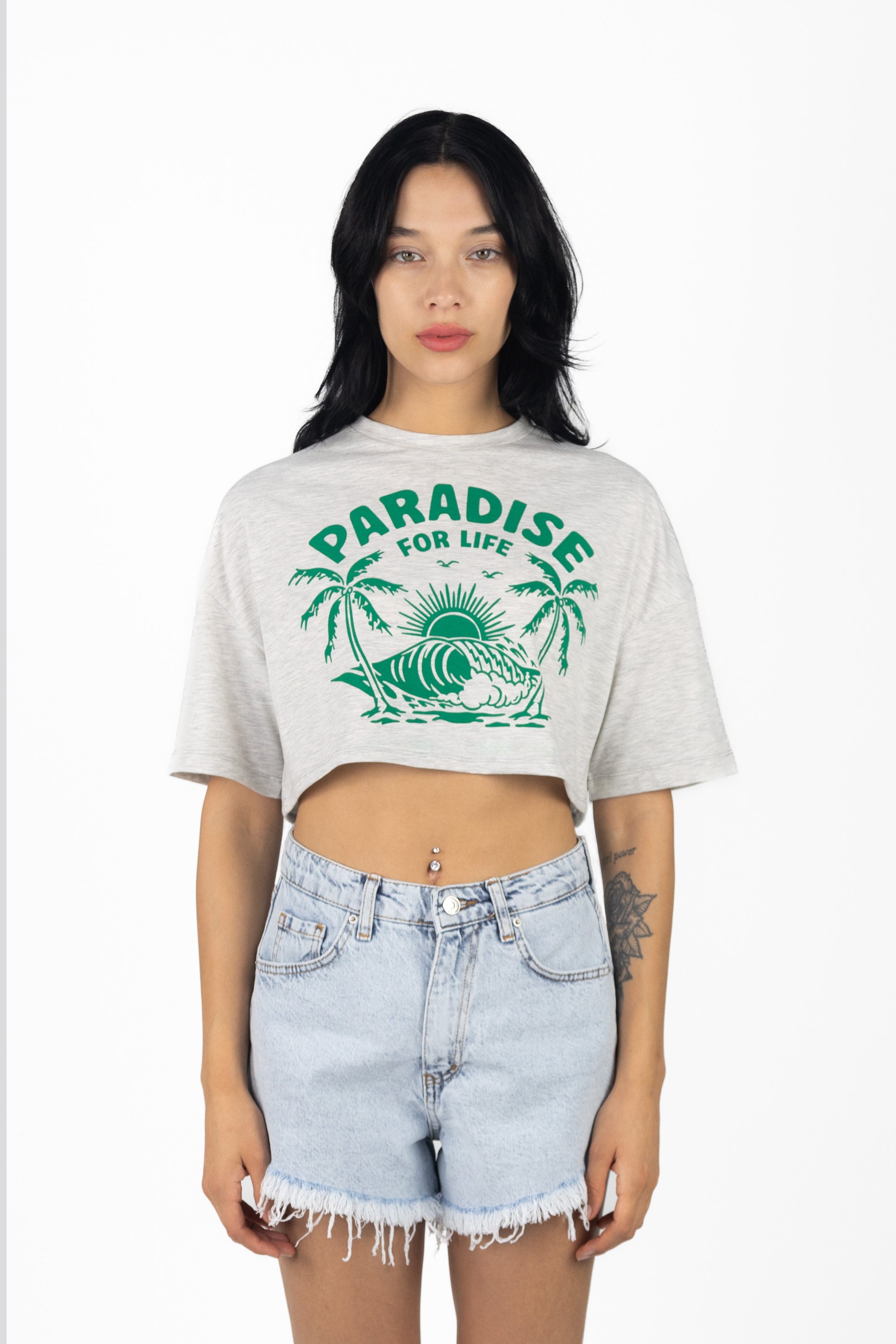 Baskılı Crop T-Shirt