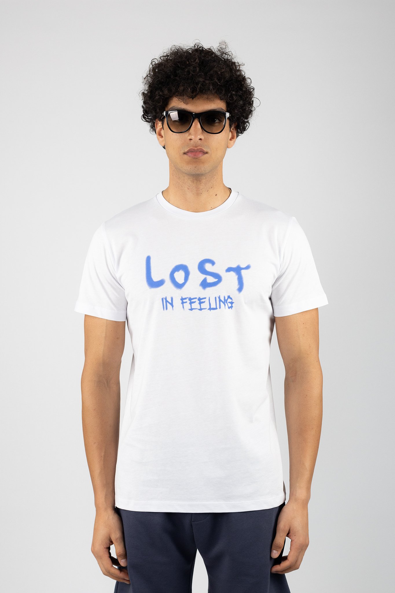 Beyaz Lost In Feeling Baskılı T-Shirt 840