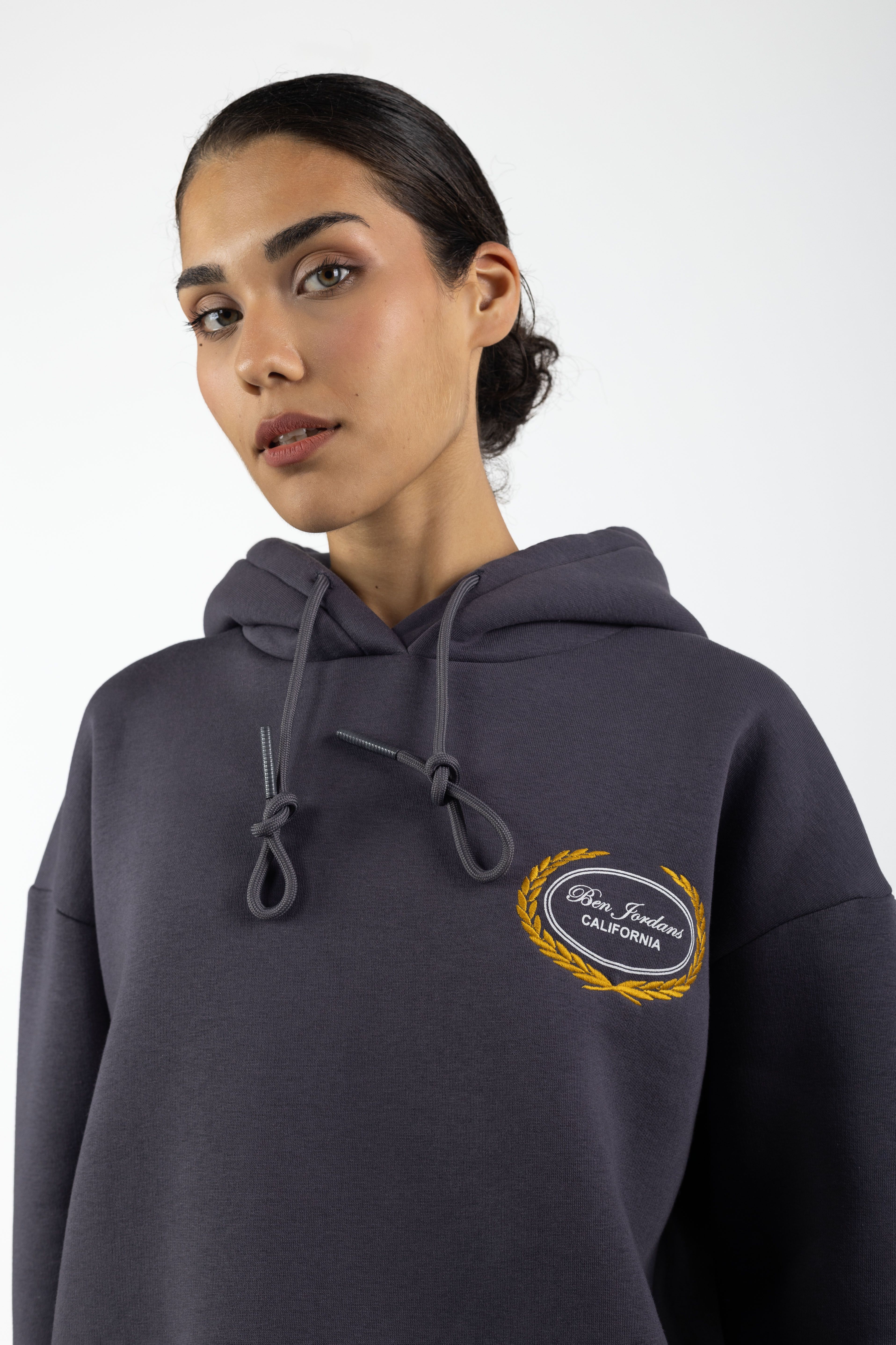 Baskılı ve Nakış İşlemeli Kapüşonlu Sweatshirt 1026