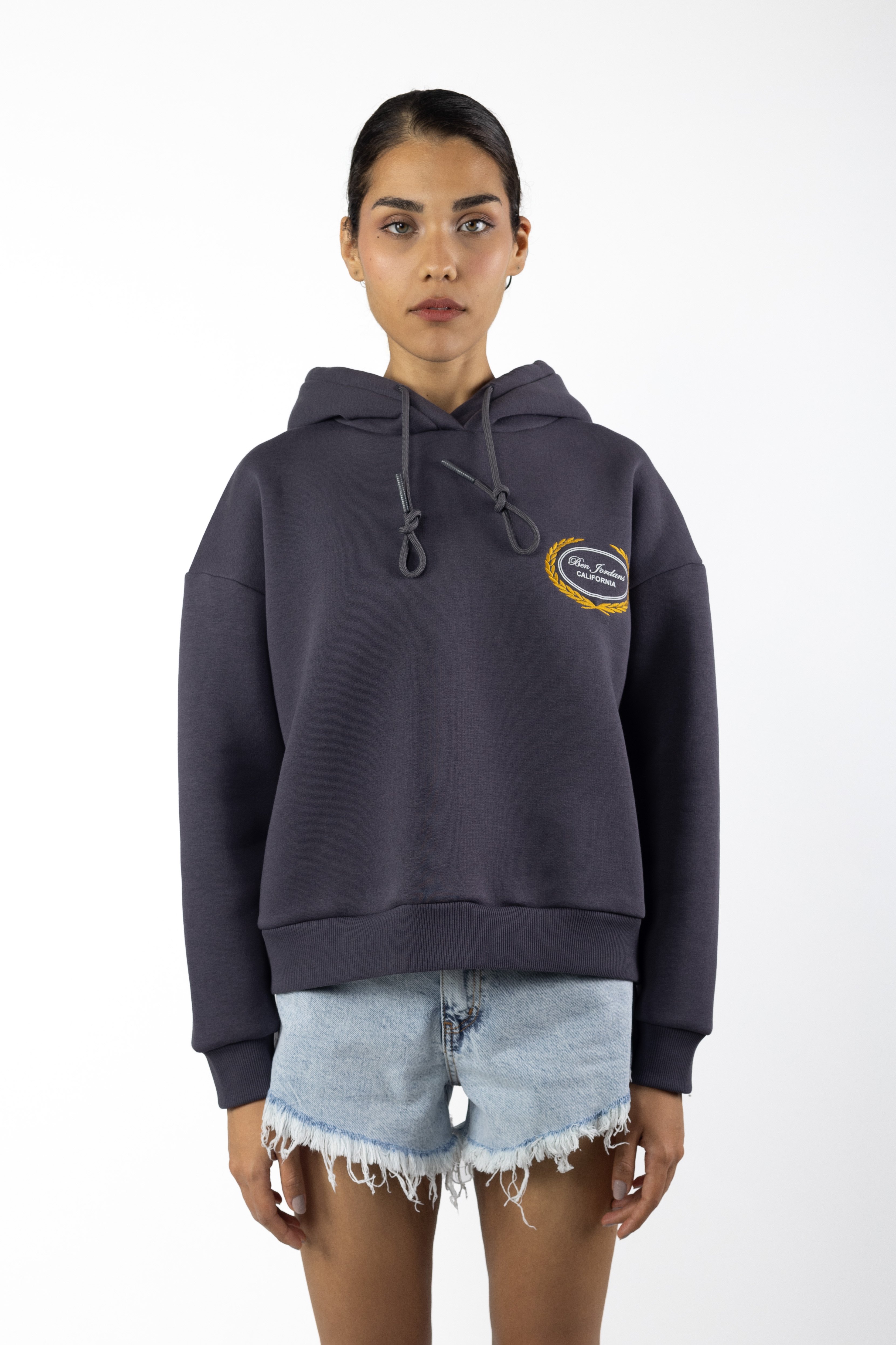 Baskılı ve Nakış İşlemeli Kapüşonlu Sweatshirt 1026