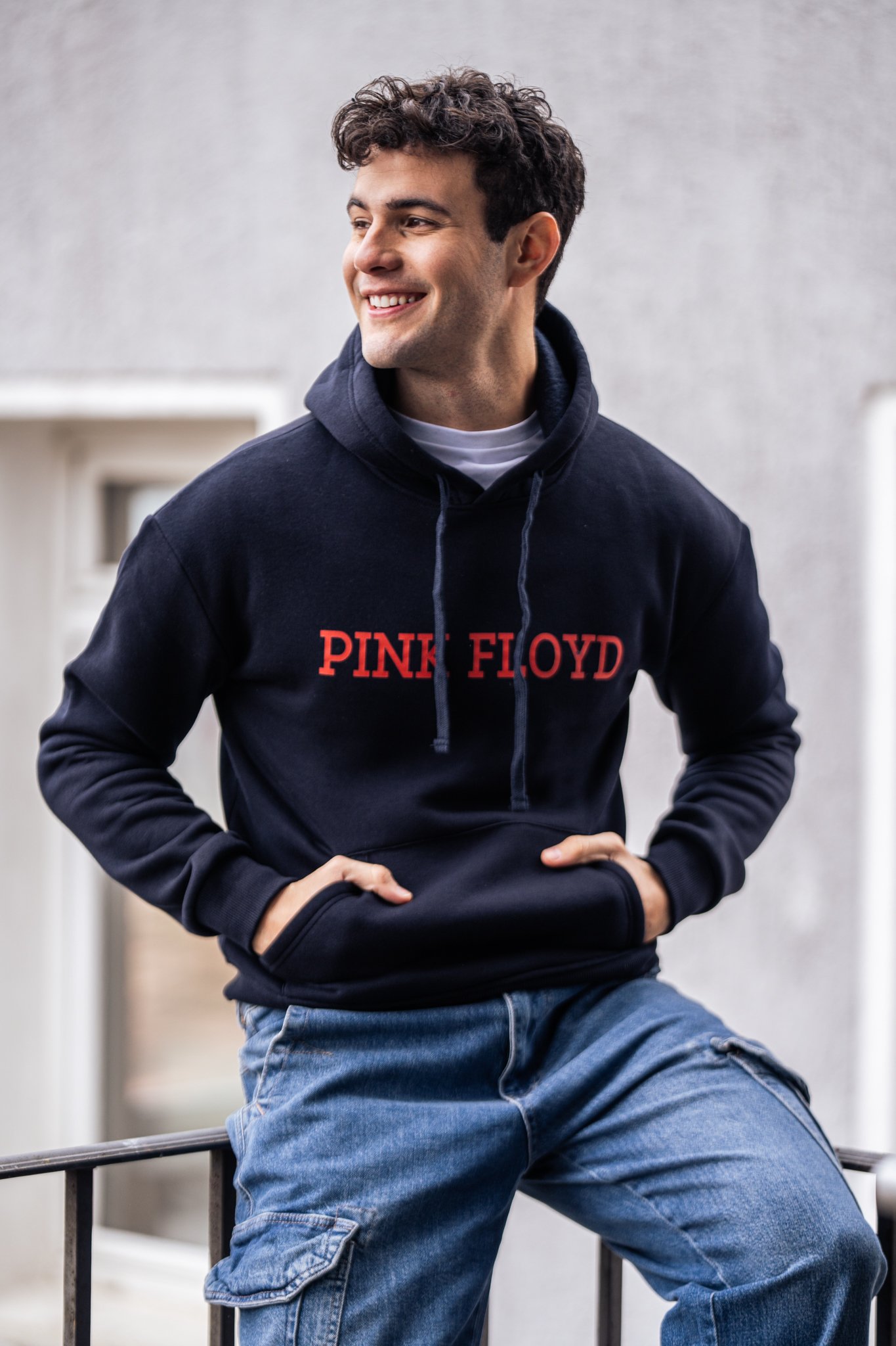 Pink Floyd Baskılı Oversized Kapüşonlu Sweatshirt 313