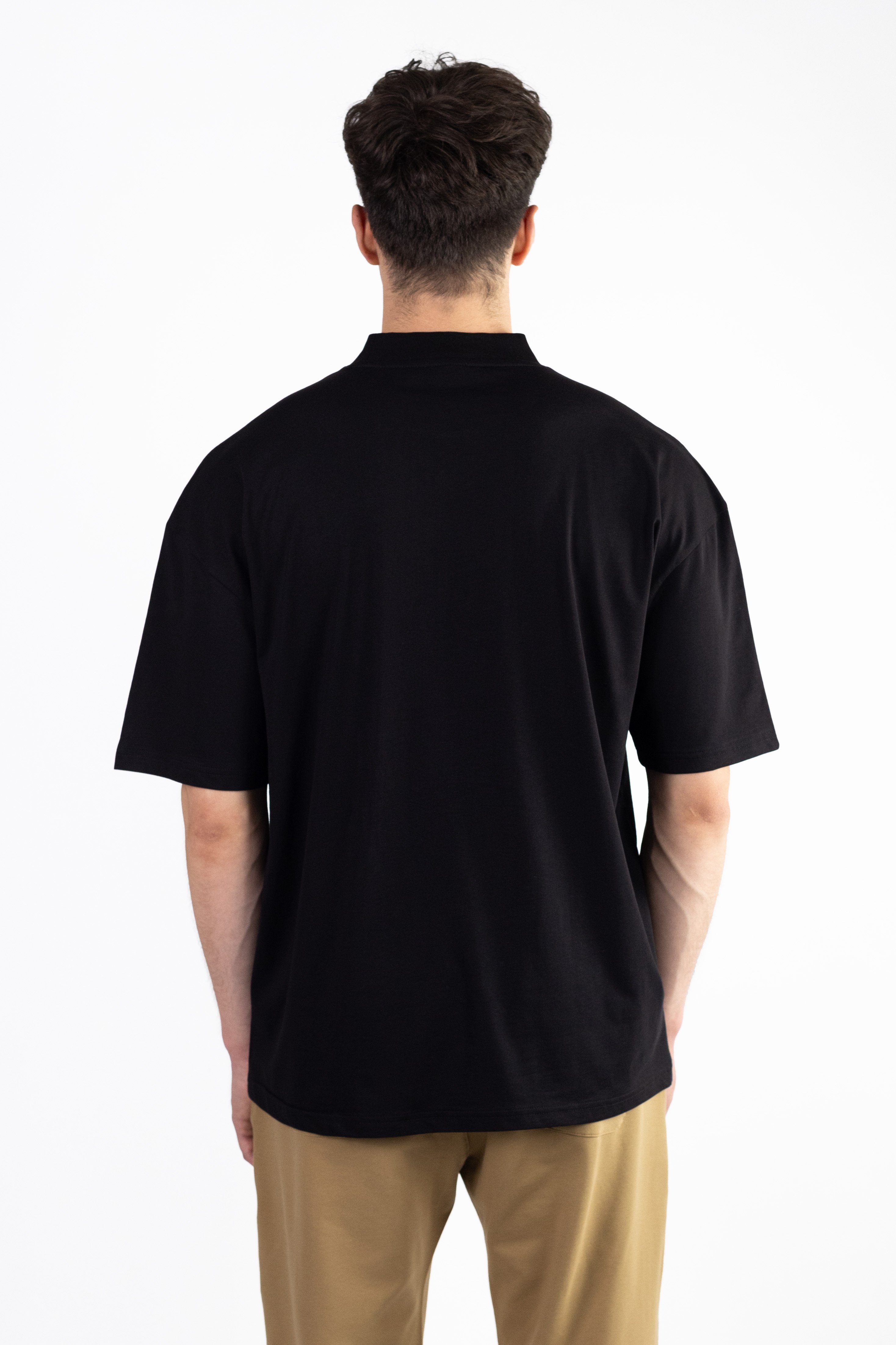 Yüksek Yaka Baskısız T-Shirt 2394