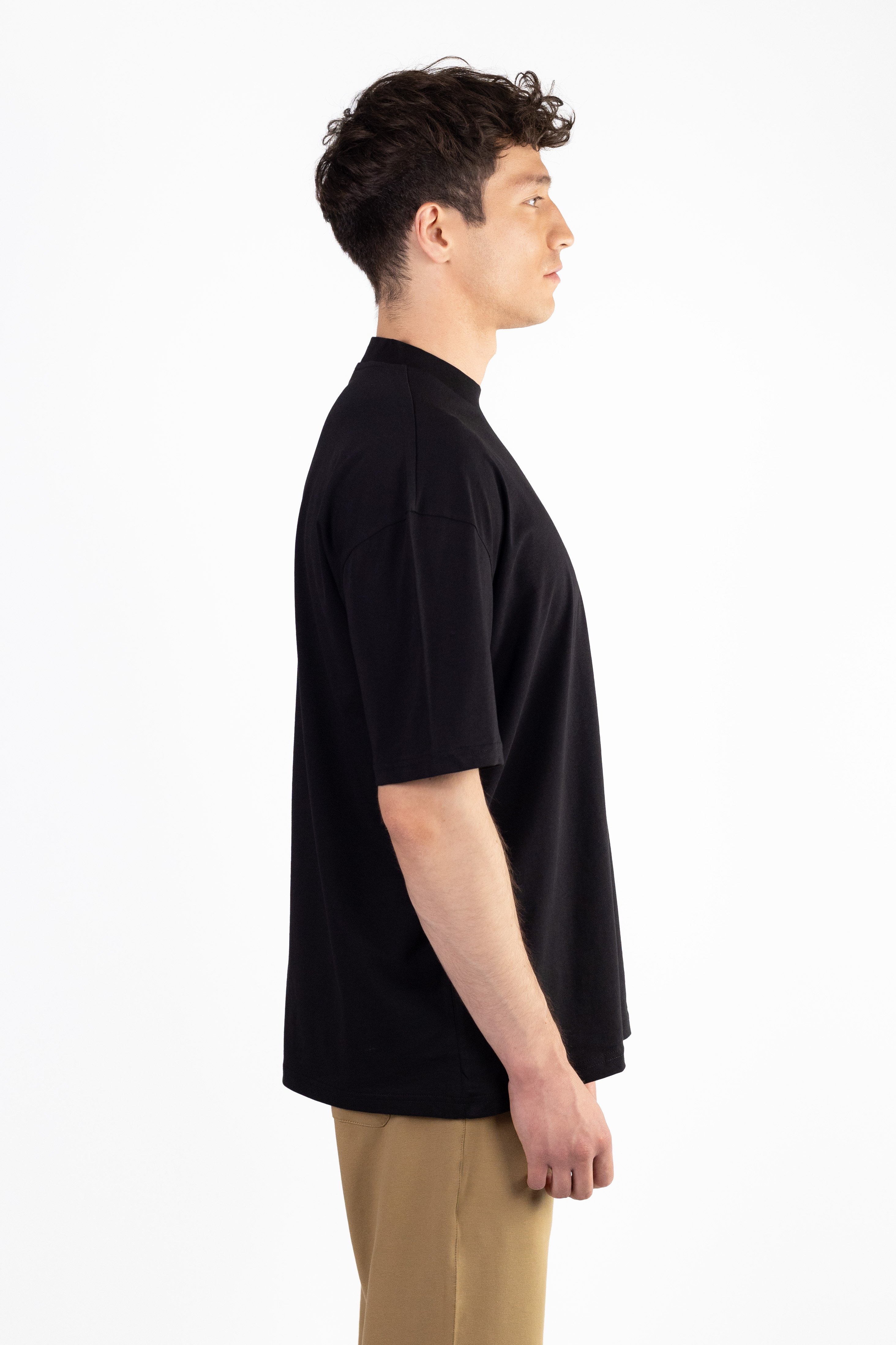Yüksek Yaka Baskısız T-Shirt 2394