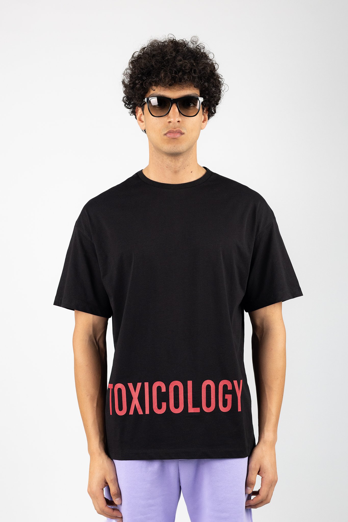 Siyah Toxicology Oversized Baskılı T-Shirt 834