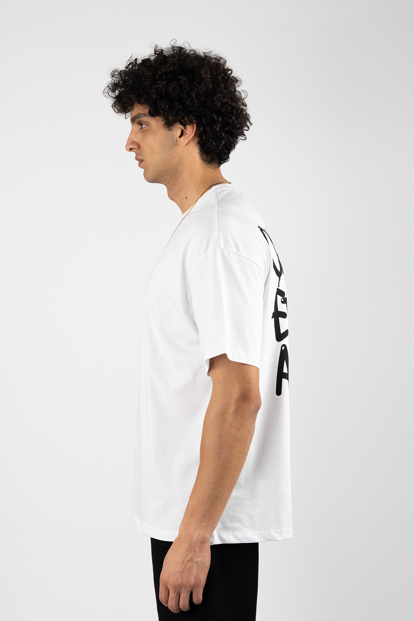 Beyaz Arka Baskılı Oversized T-Shirt 879