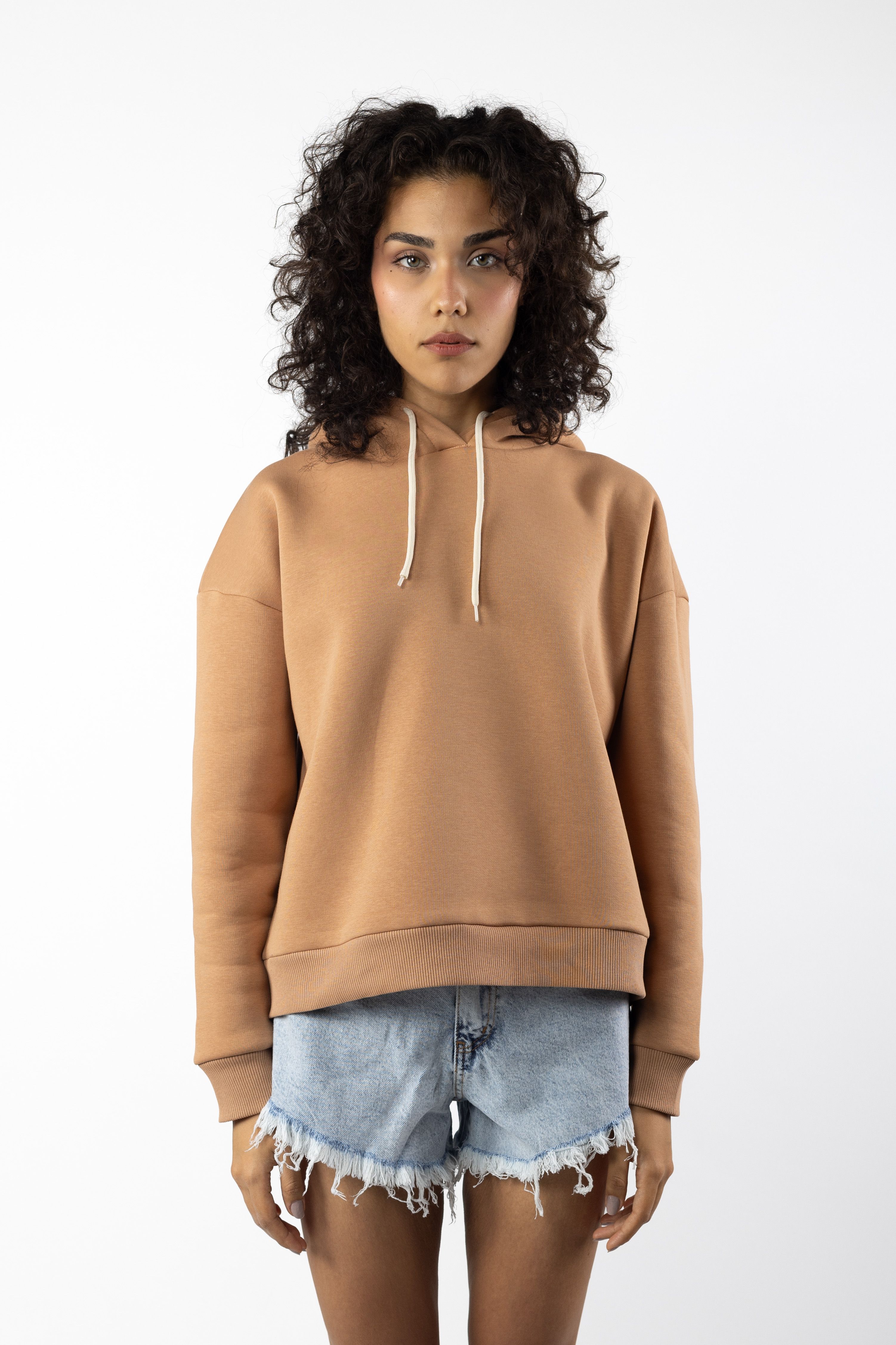 Kapüşonlu Sweatshirt 1040 - Açık Karamel