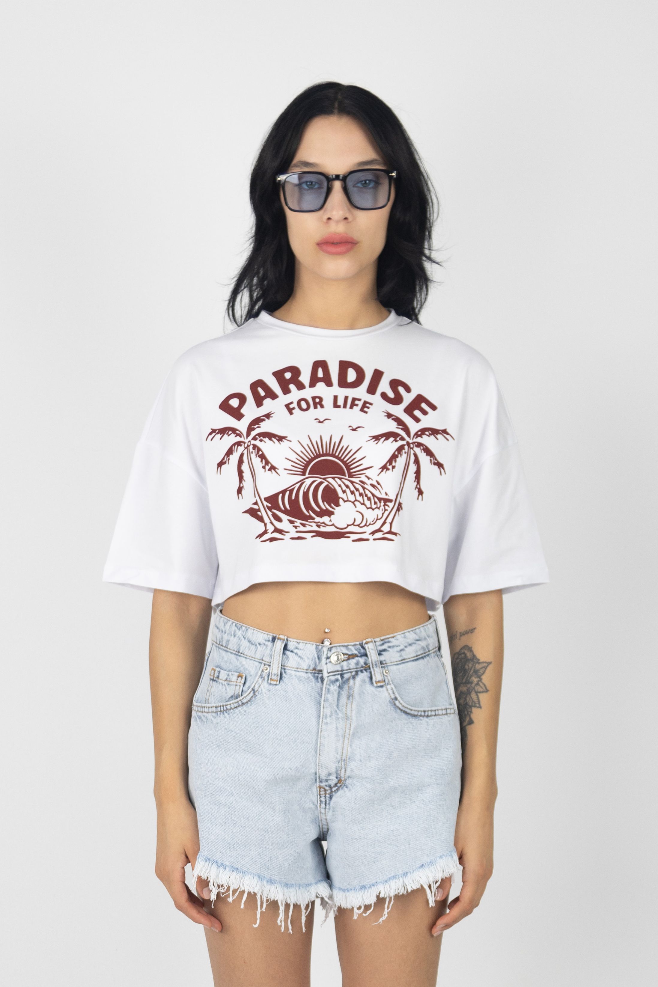 Baskılı Crop T-Shirt