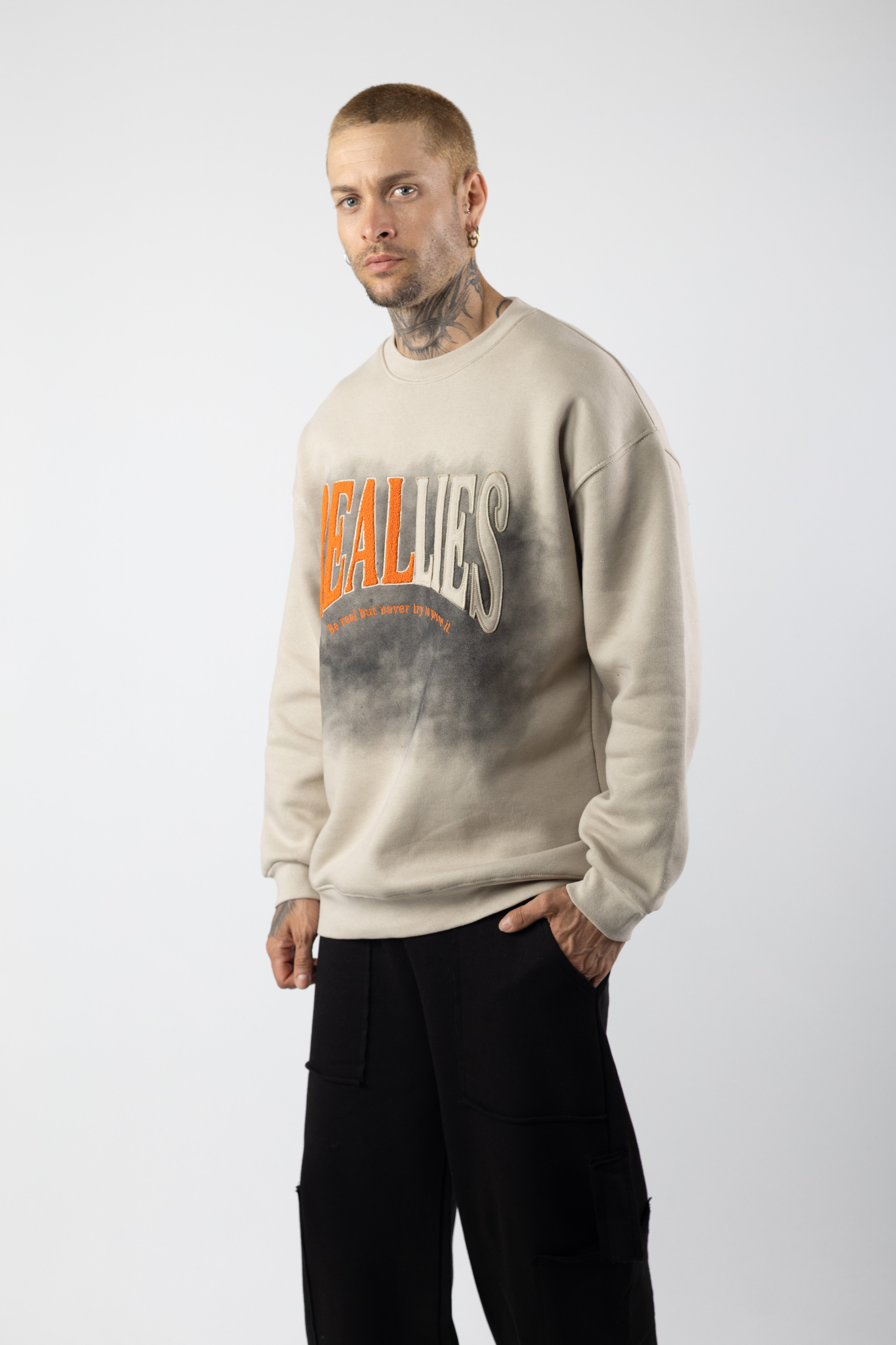 SAW/Reallies Nakış İşlemeli Oversized Sweatshirt 1035