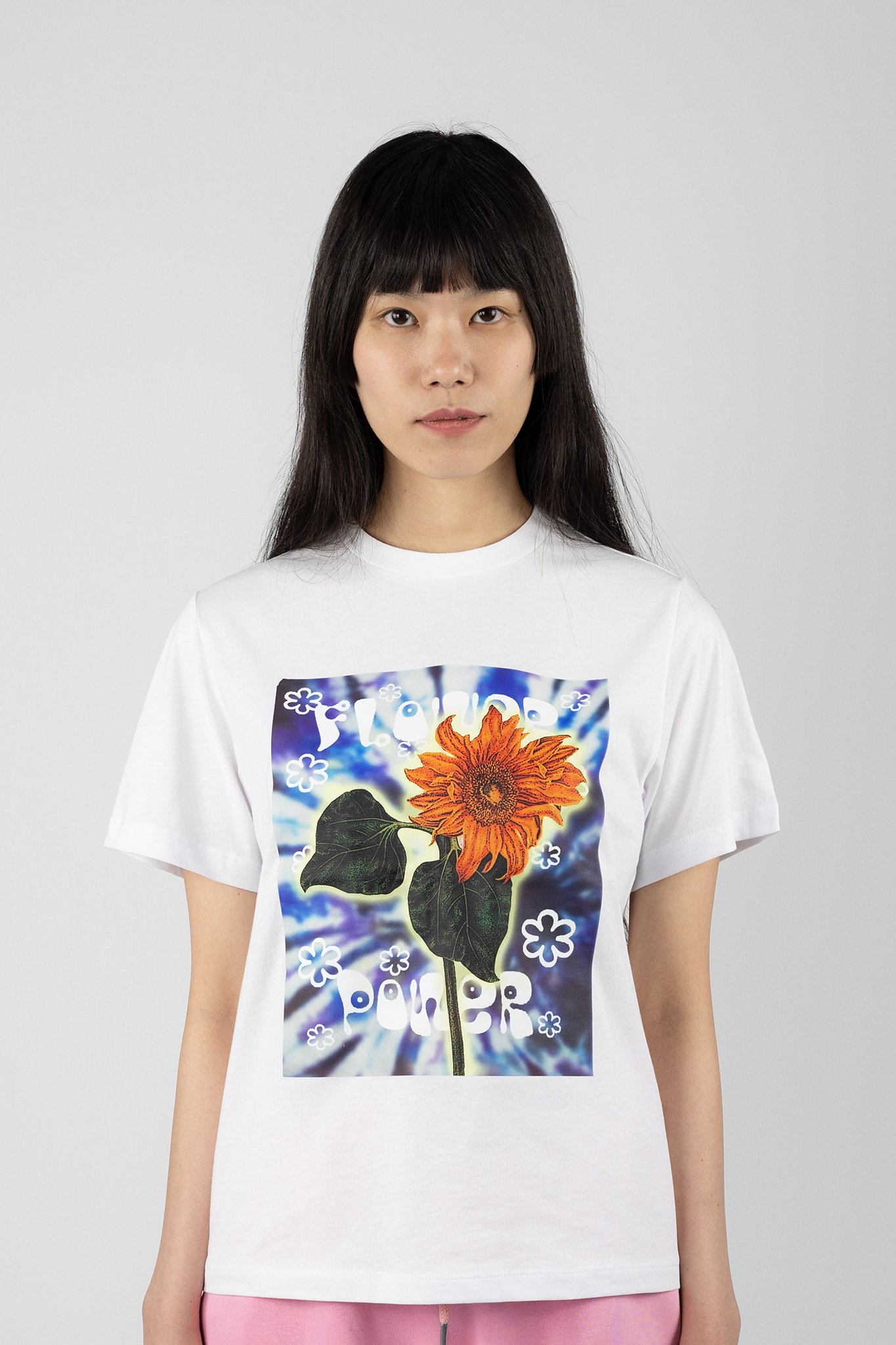 Beyaz Flower Power Baskılı T-Shirt 881