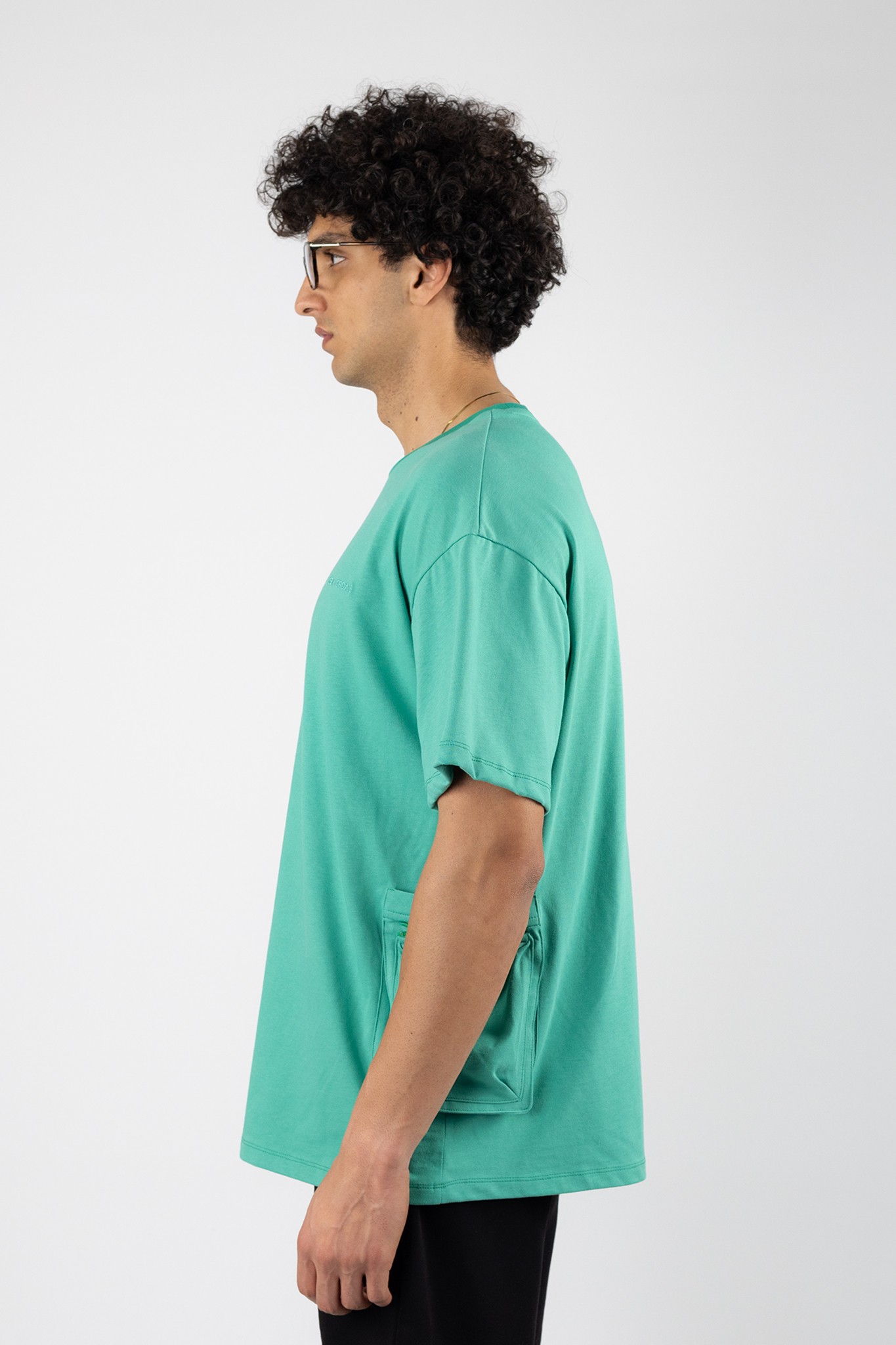 Yeşil Nakış İşlemeli Oversized T-Shirt 874