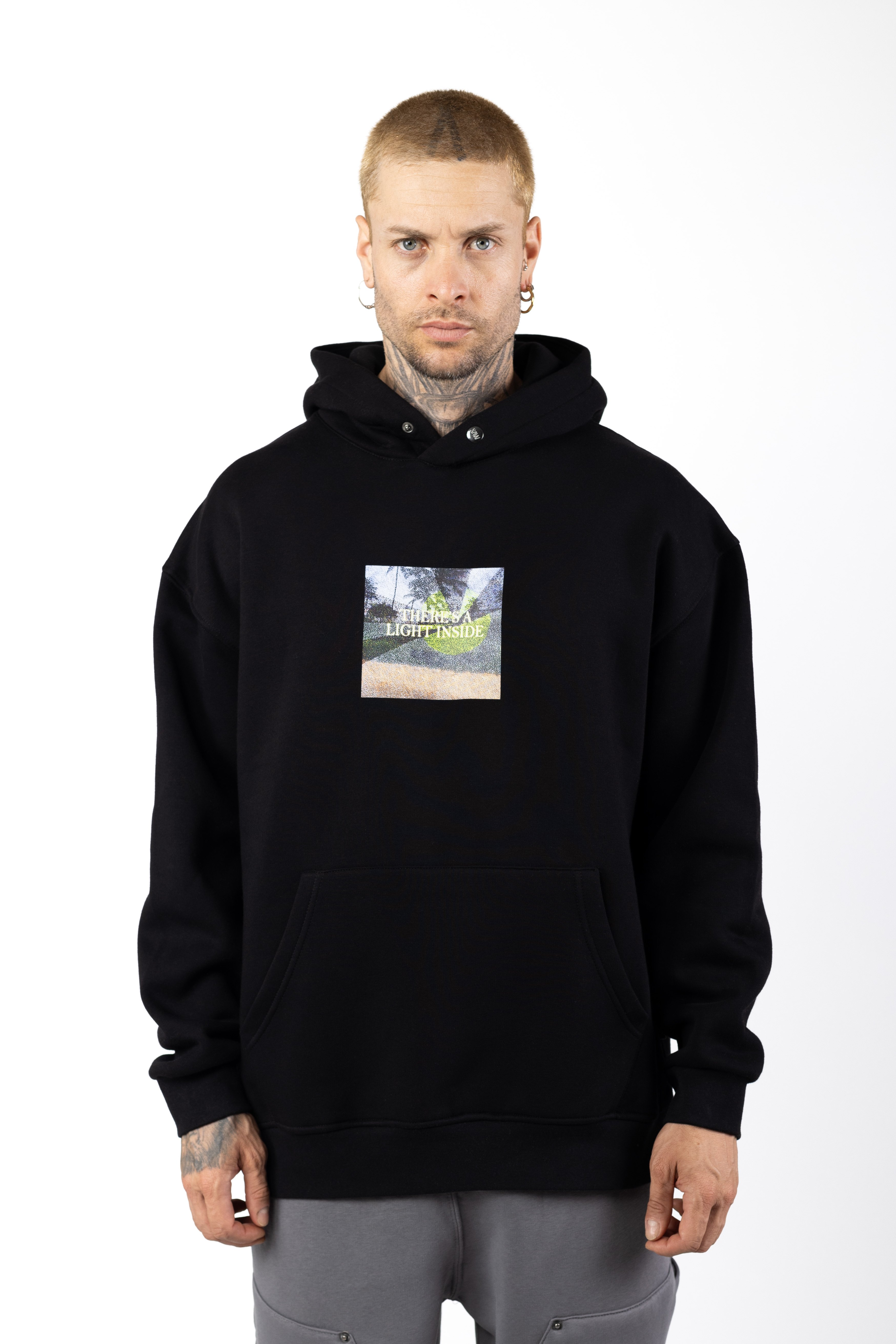 SAW/There is a Light Inside Baskılı Oversized Sweatshirt 1034 - Siyah