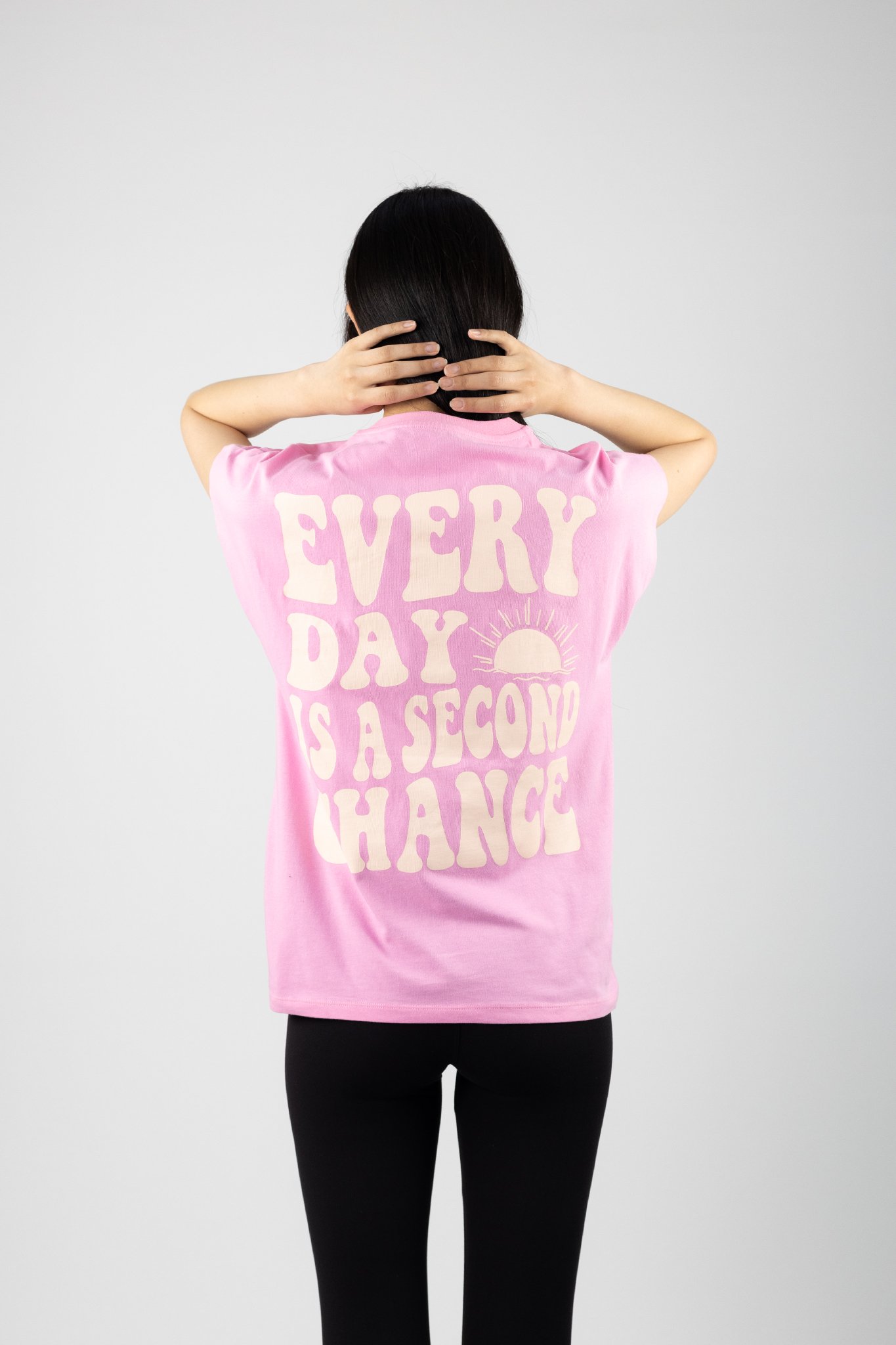 Pembe Everyday Is A Second Chance Baskılı T-Shirt 837