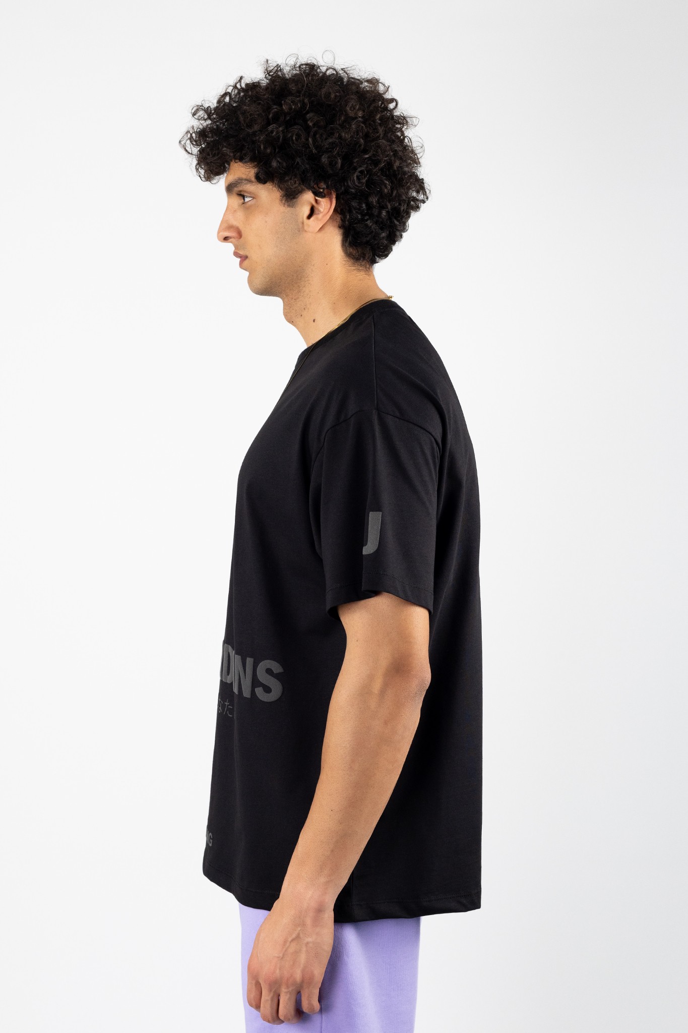 Siyah Baskılı Oversized T-Shirt 876