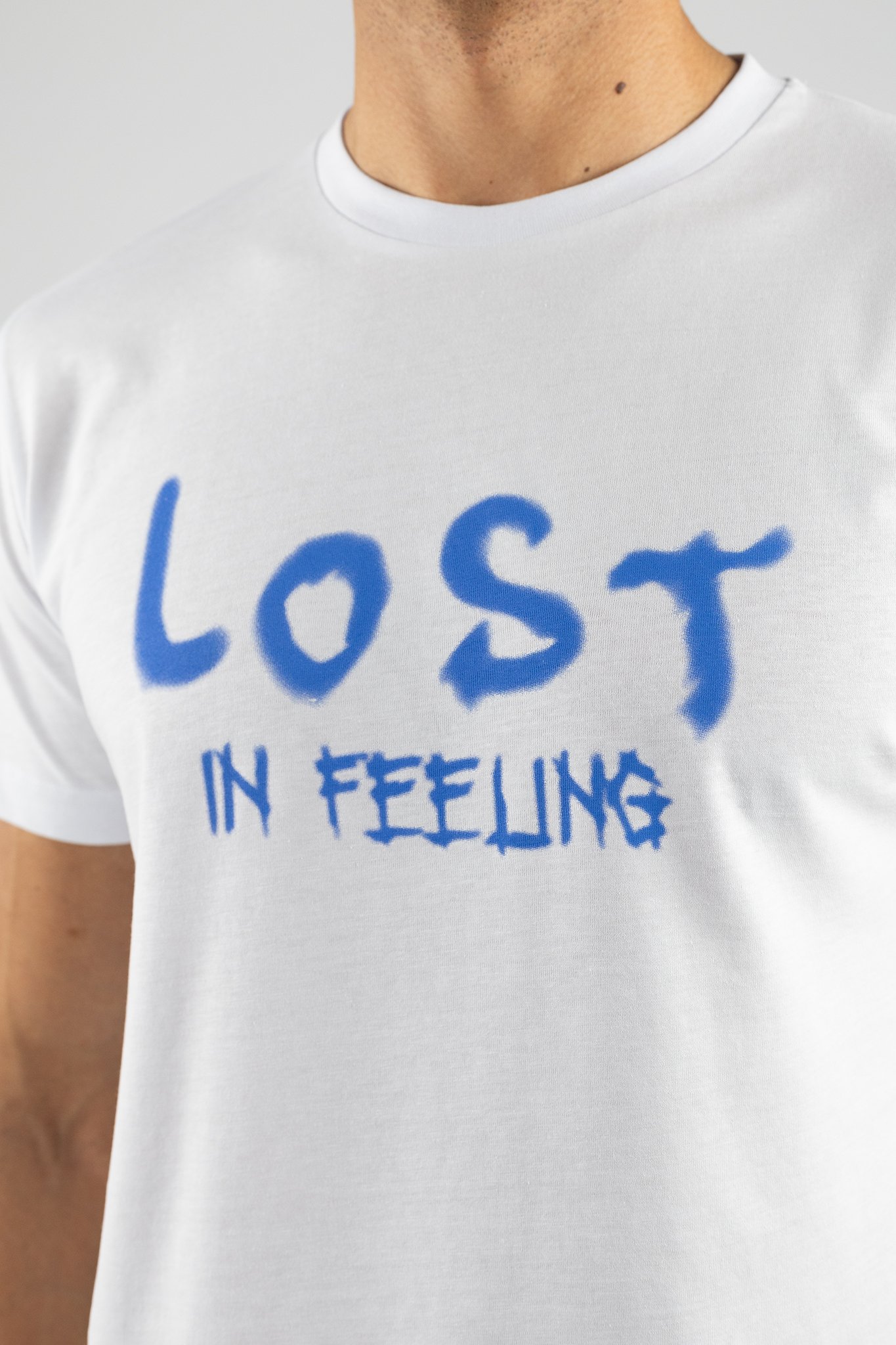 Beyaz Lost In Feeling Baskılı T-Shirt 840