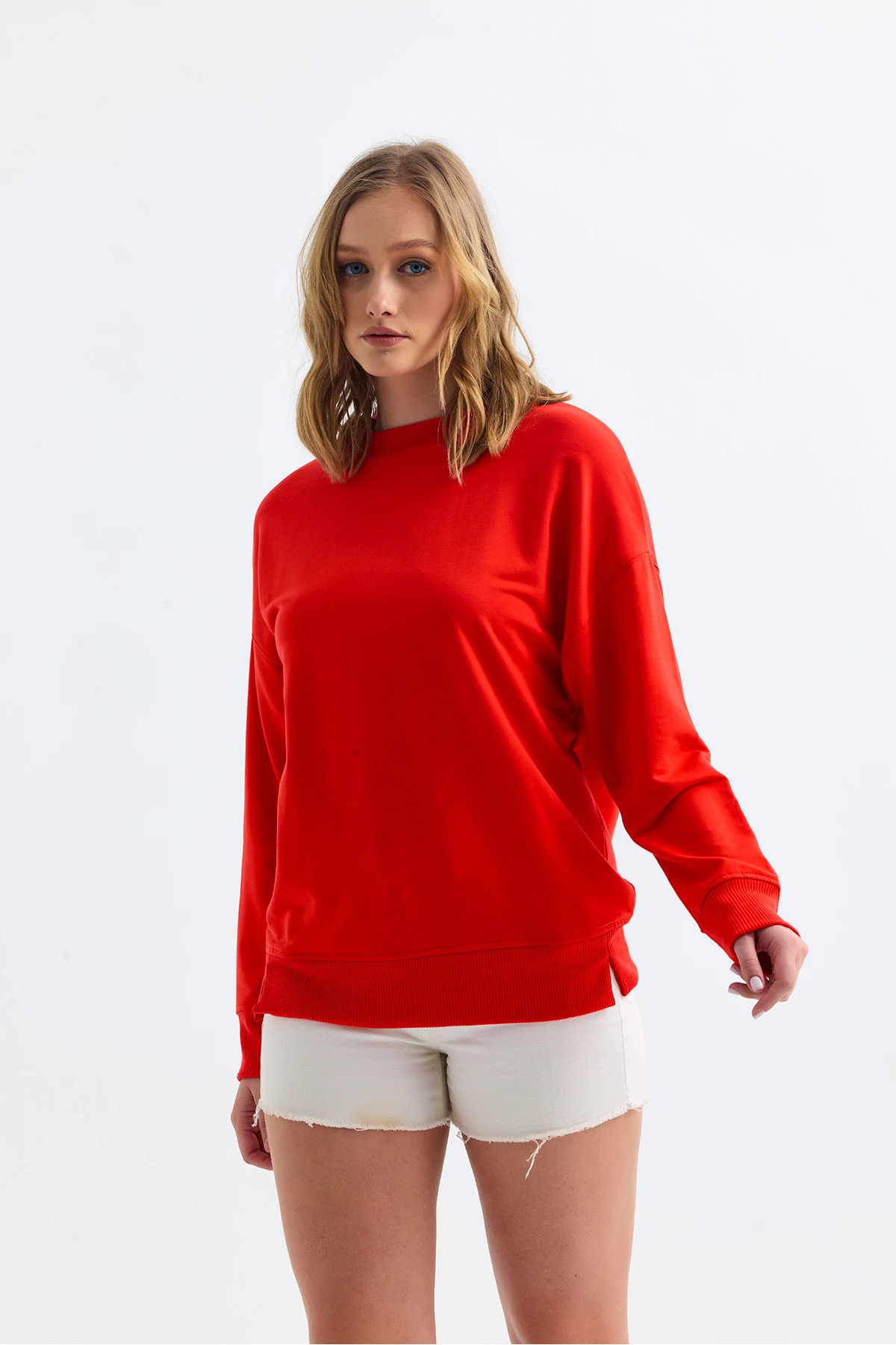 Mari Baskısız Sweatshirt - PAPPY RED