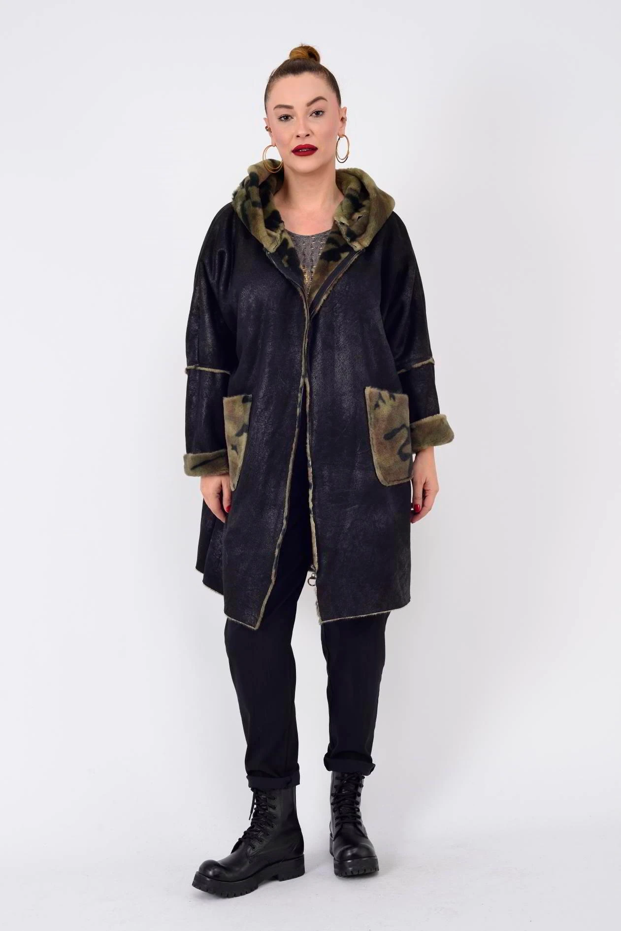 KAMUFLAJ DETAYLI NUBUK KABAN