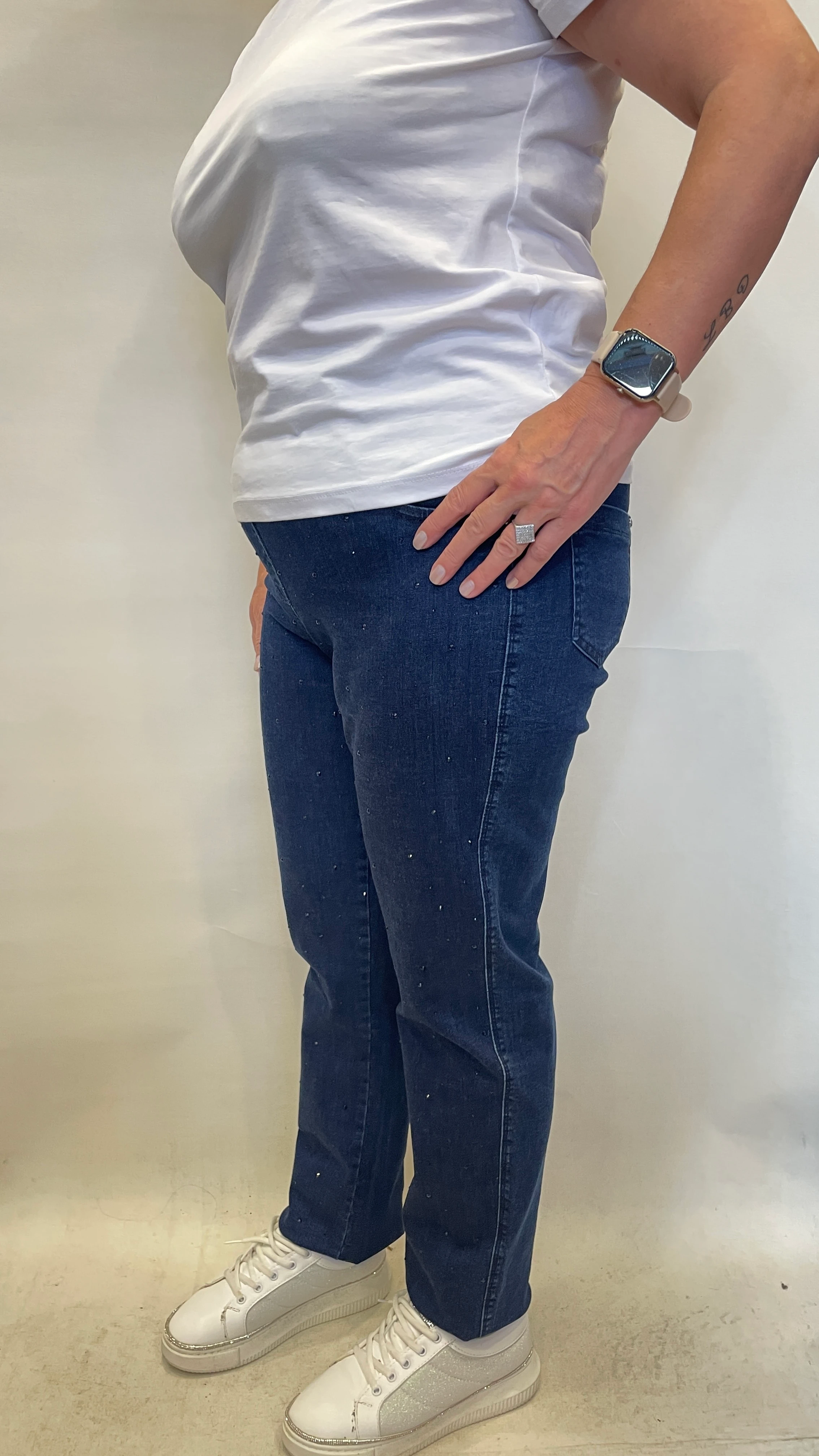 BÜYÜK BEDEN BELİ LASTİKLİ KOT PANTOLON