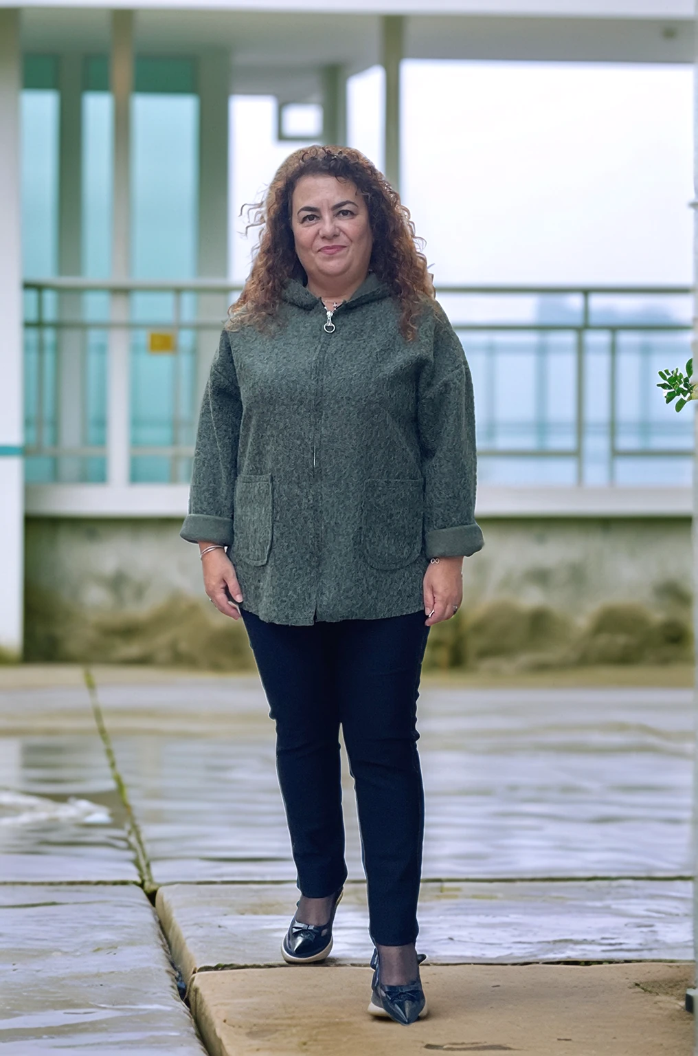 Tüylü Fermuarlı Ceket - HAKİ