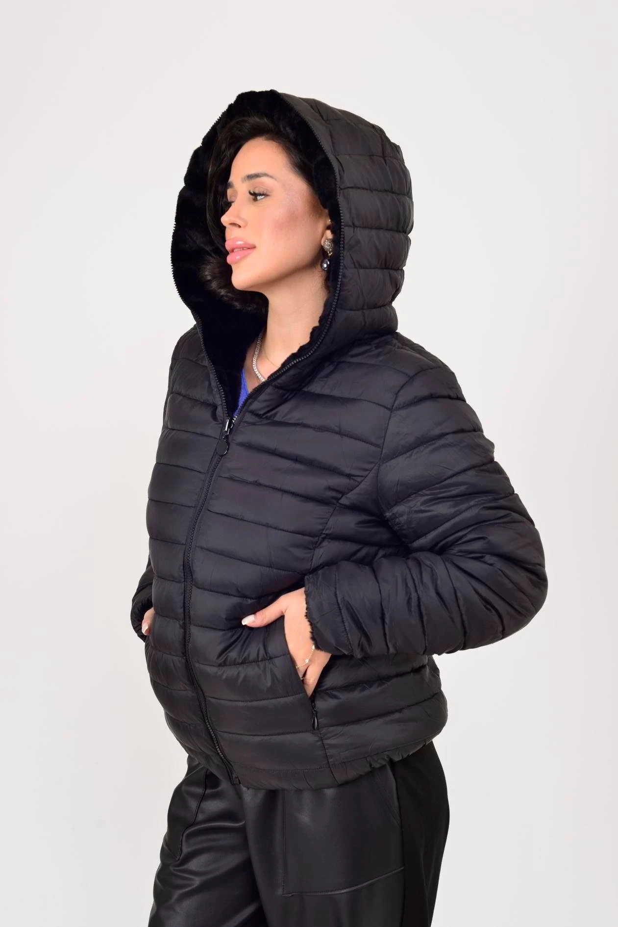 KÜRK DETAYLI ÇİFT TARAFLI MONT