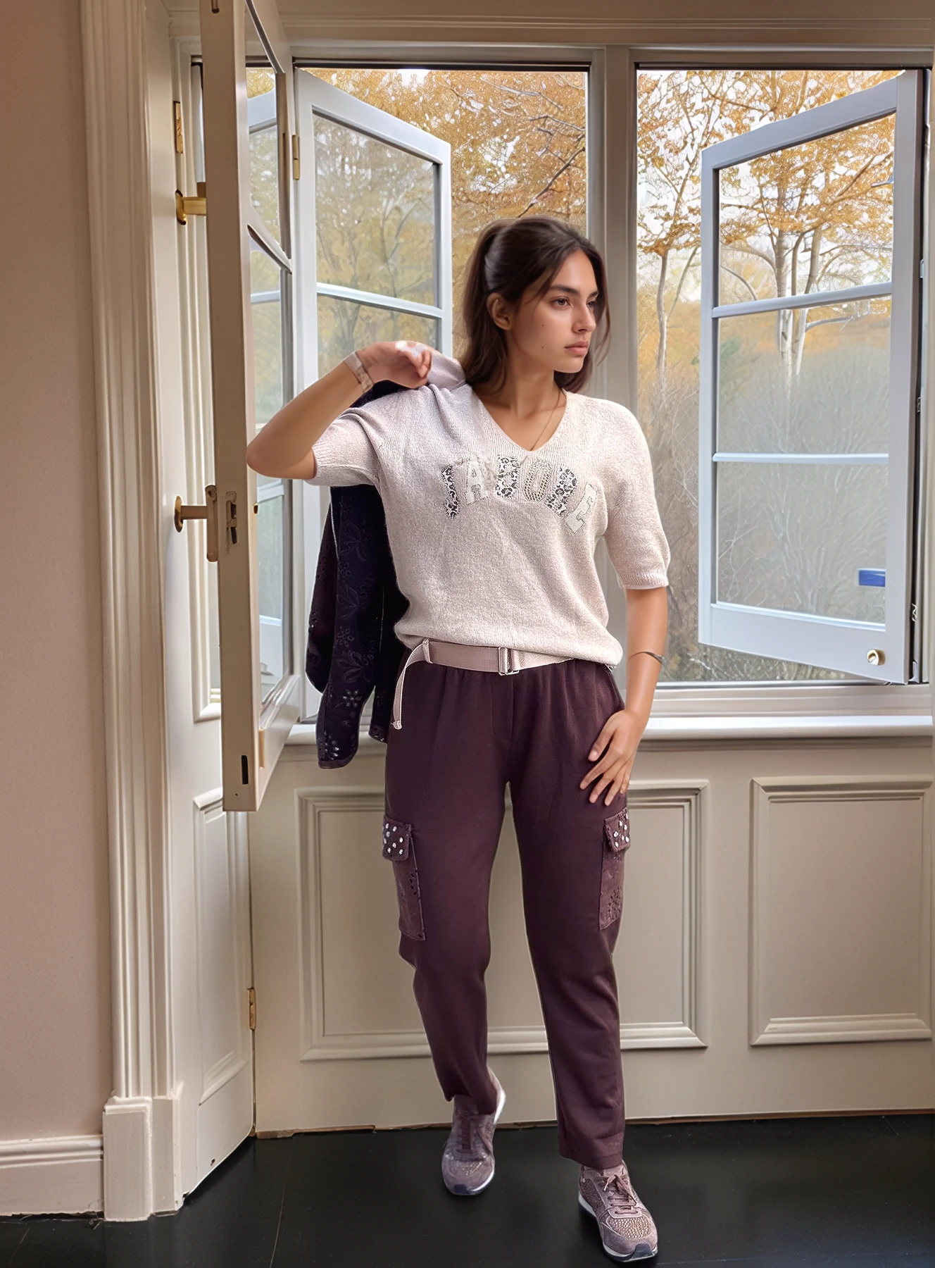 Zımba Taş Detaylı Fisto Cepli Modal Pantolon - KAHVE