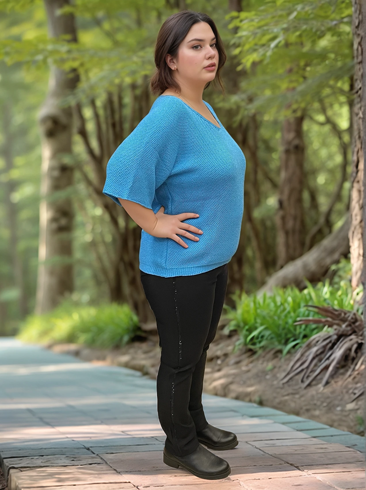 V Yaka Petek Örgü Merserize Bluz