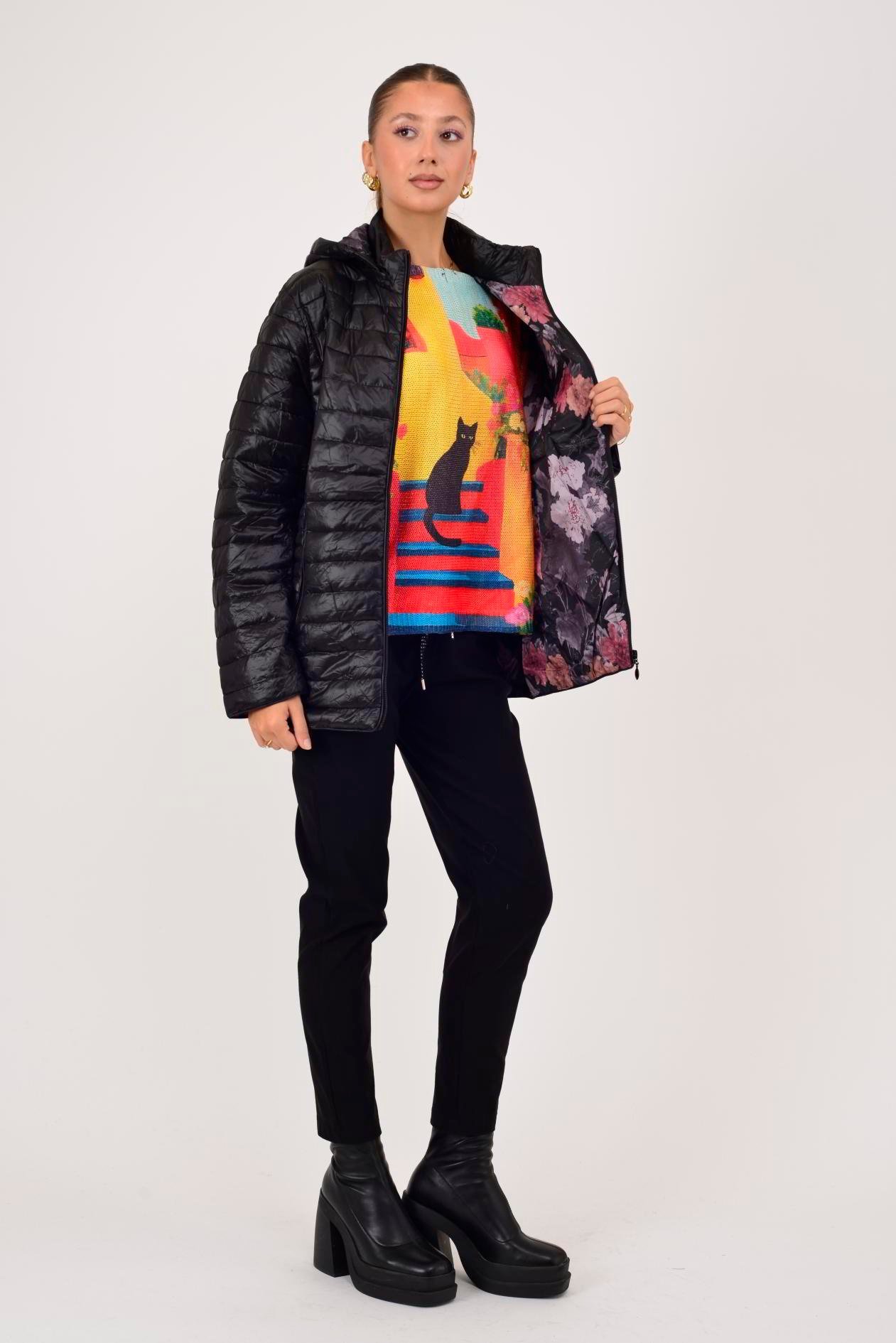 ASTARI ÇİÇEK DESENLİ KAPİTONE MONT