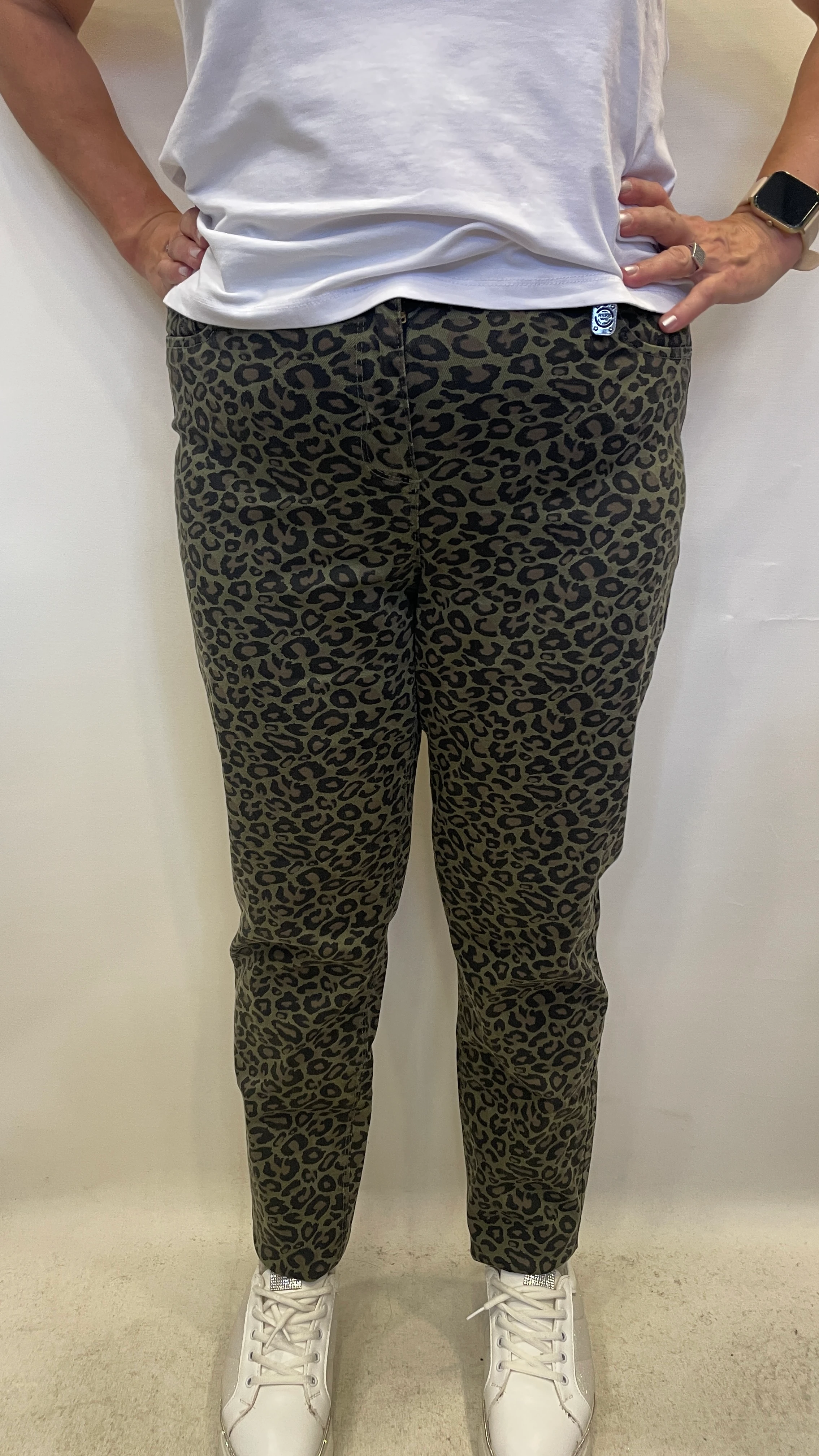 BÜYÜK BEDEN LEOPAR DESENLİ PANTOLON - HAKİ